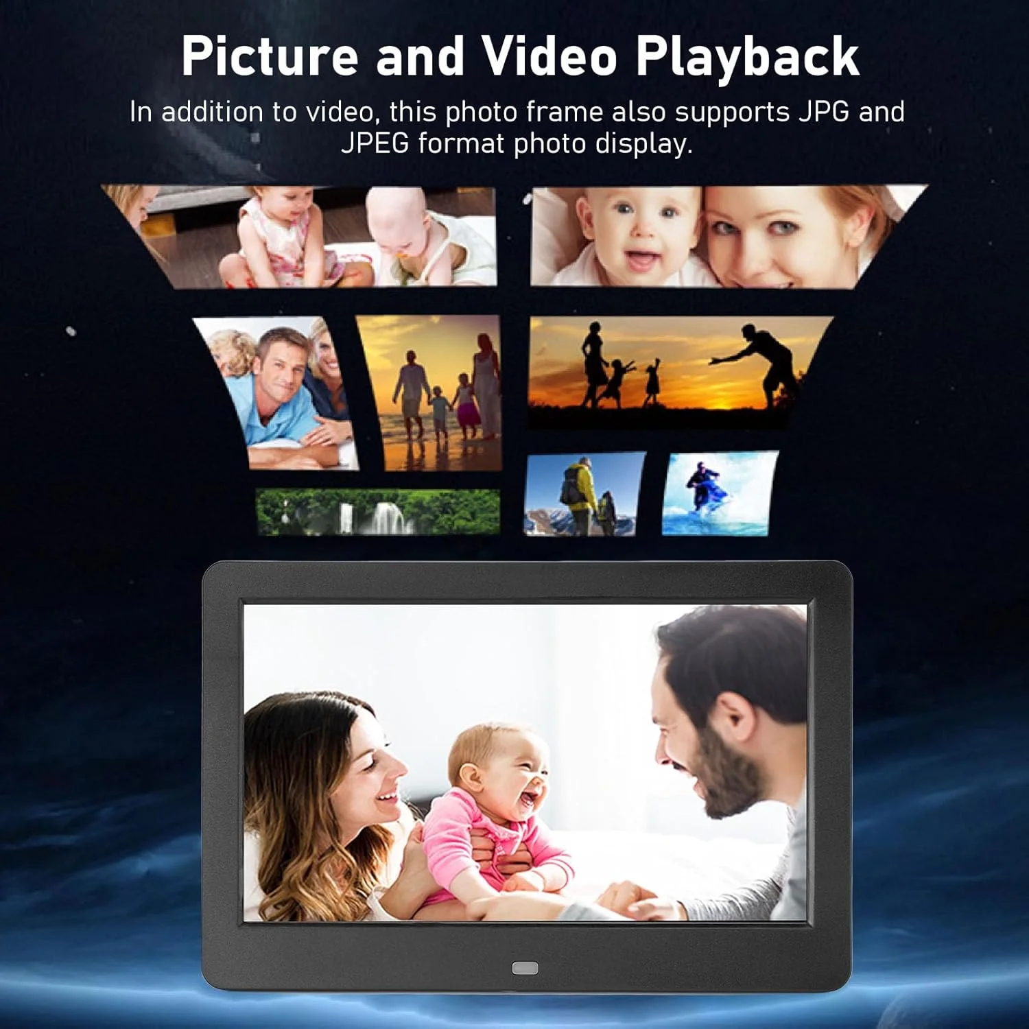 قاب عکس دیجیتال وای فای 10 اینچی، صفحه نمایش HD با زاویه دید کامل 1920x1080، قاب عکس الکترونیکی هوشمند با پخش ویدیو، نمایش زمان و آب و هوا، کنترل از راه دور، قابل نصب روی دیوار (دوشاخه بریتانیا 110-240 ولت) قاب عکس دیجیتال وای فای 10 اینچی، صفحه نمایش HD با زاویه دید کامل 1920x1080، قاب عکس الکترونیکی هوشمند با پخش ویدیو، نمایش زمان و آب و هوا، کنترل از راه دور، قابل نصب روی دیوار (دوشاخه بریتانیا 110-240 ولت)