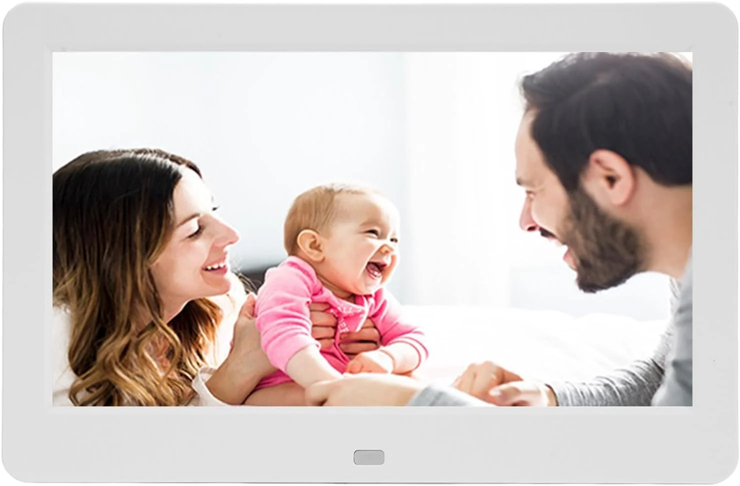 قاب عکس دیجیتال 10 اینچی، قاب عکس دیجیتال HD 1920x1080، دارای بلندگوی داخلی و پورت USB، قابل نصب روی میز/دیوار، اشتراک گذاری فوری عکس ها/فیلم ها از طریق برنامه از هر کجا (سفید)