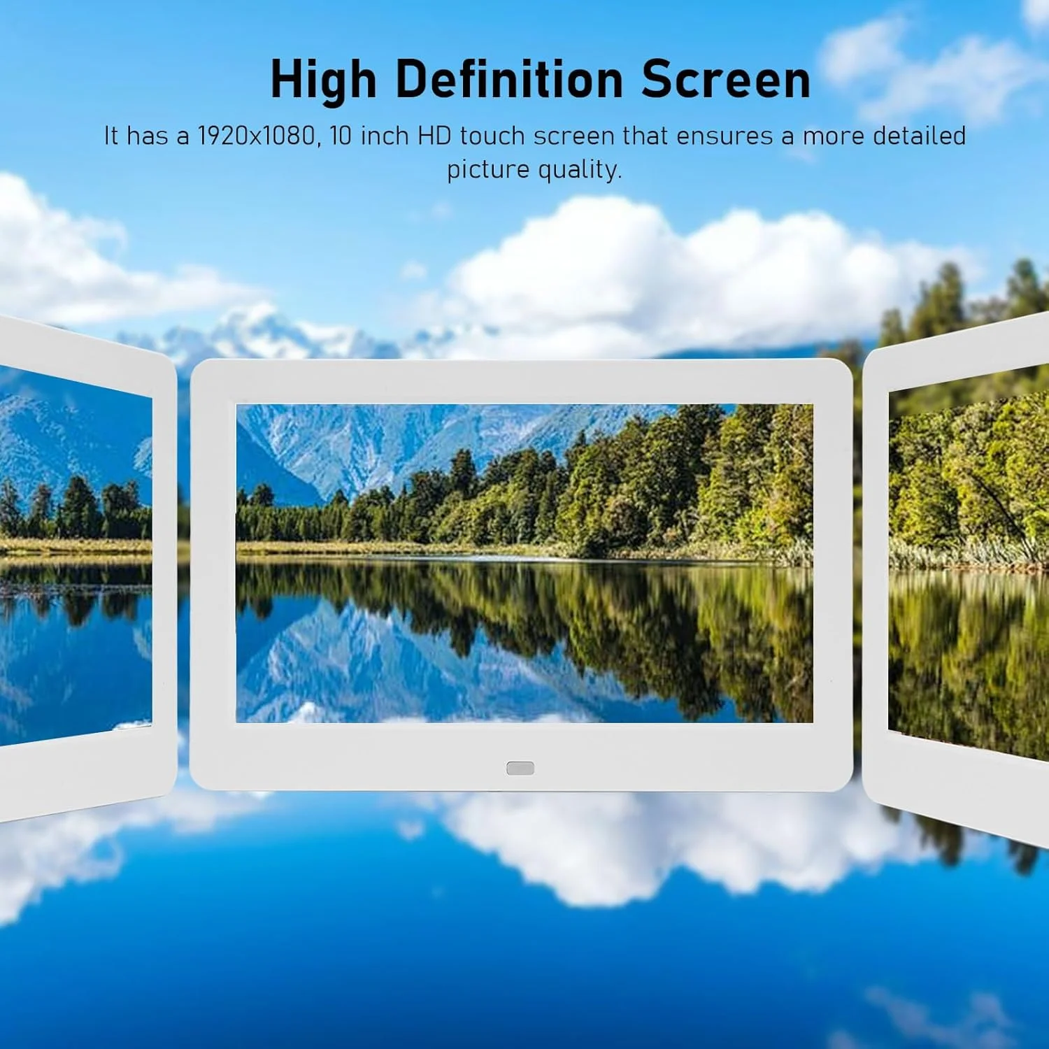 قاب عکس دیجیتال 10 اینچی، قاب عکس دیجیتال HD 1920x1080، دارای بلندگوی داخلی و پورت USB، قابل نصب روی میز/دیوار، اشتراک گذاری فوری عکس ها/فیلم ها از طریق برنامه از هر کجا (سفید) قاب عکس دیجیتال 10 اینچی، قاب عکس دیجیتال HD 1920x1080، دارای بلندگوی داخلی و پورت USB، قابل نصب روی میز/دیوار، اشتراک گذاری فوری عکس ها/فیلم ها از طریق برنامه از هر کجا (سفید)