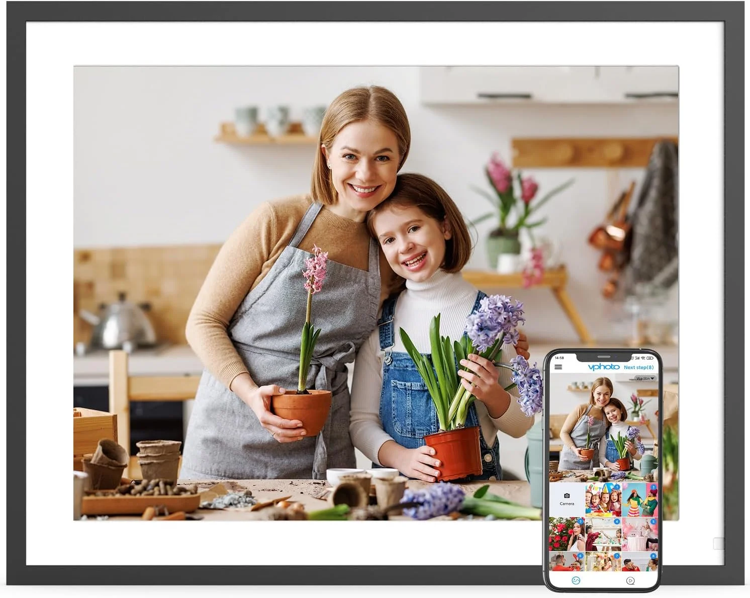 قاب عکس دیجیتال بزرگ 17 اینچی 32 گیگابایتی، قاب عکس الکترونیکی دو وای فای، صفحه لمسی IPS، عملکرد کامل، اشتراک گذاری عکس از طریق برنامه ایمیل، فضای ابری رایگان، هدیه برای دوستان خانوادگی