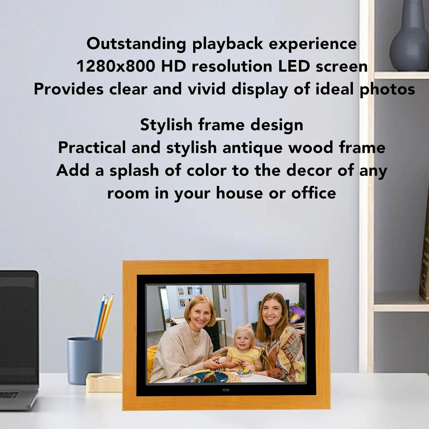 قاب عکس دیجیتال 10.1 اینچی، قاب عکس الکترونیکی چوبی IPS با کیفیت HD 1280x800، چرخش خودکار قاب عکس دیجیتال ویدئویی، قابل نصب روی دیوار (دوشاخه بریتانیا AC100-240V) قاب عکس دیجیتال 10.1 اینچی، قاب عکس الکترونیکی چوبی IPS با کیفیت HD 1280x800، چرخش خودکار قاب عکس دیجیتال ویدئویی، قابل نصب روی دیوار (دوشاخه بریتانیا AC100-240V)