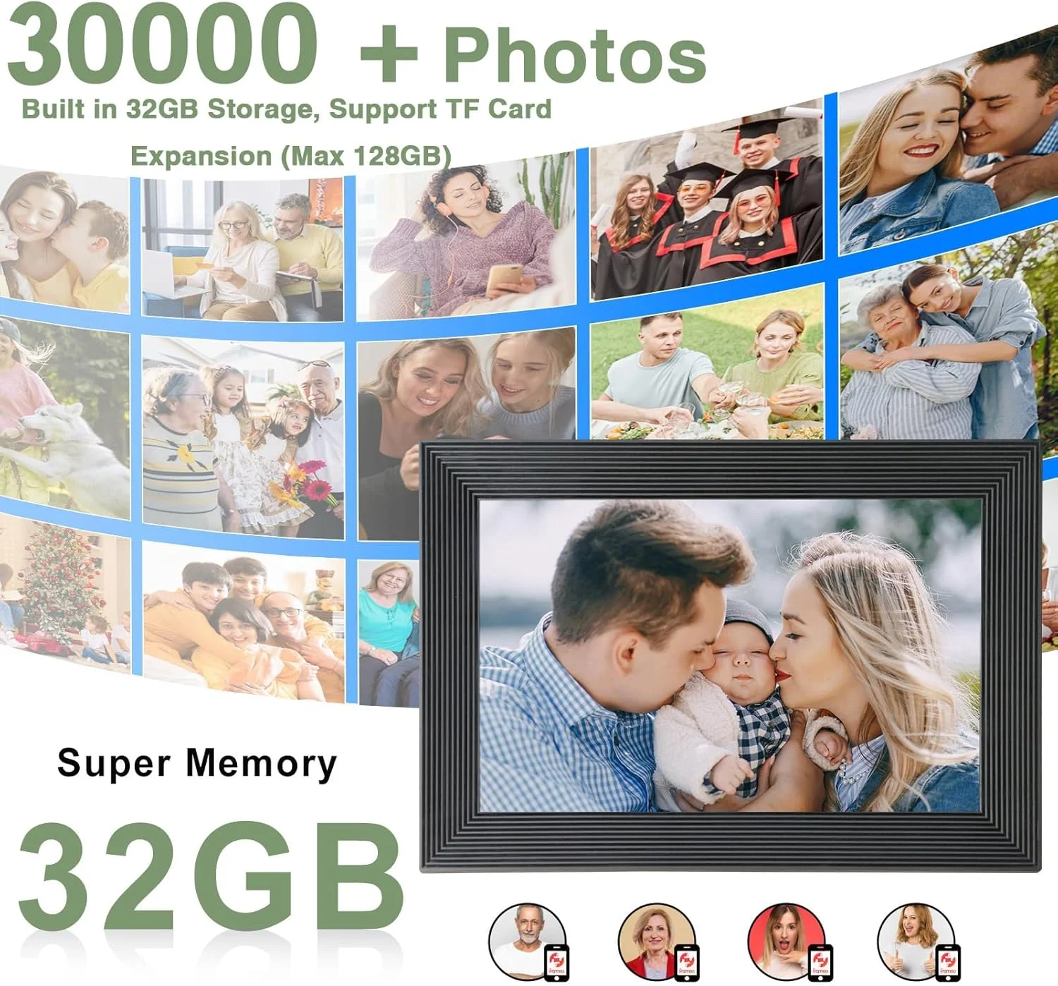 قاب عکس دیجیتال هوشمند وای فای، صفحه نمایش لمسی ال سی دی آی پی اس 1280x800، نمایش تصاویر، چرخش خودکار عمودی و افقی، حافظه داخلی 32 گیگابایت، قاب عکس دیجیتال بارگذاری از تلفن - مشکی، 10.1 اینچ قاب عکس دیجیتال هوشمند وای فای، صفحه نمایش لمسی ال سی دی آی پی اس 1280x800، نمایش تصاویر، چرخش خودکار عمودی و افقی، حافظه داخلی 32 گیگابایت، قاب عکس دیجیتال بارگذاری از تلفن - مشکی، 10.1 اینچ