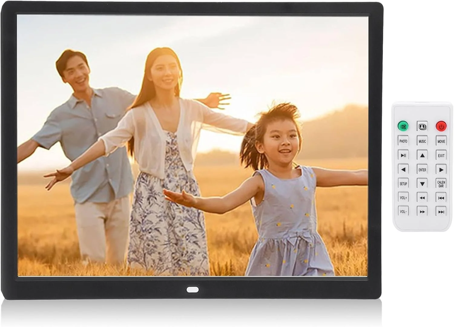 قاب عکس دیجیتال 15 اینچی با رزولوشن 1024X768، پشتیبانی از پخش MP3 MP4، ساعت، تقویم، تایمر، قاب نمایشگر عکس دیجیتال الکترونیکی با کنترل از راه دور