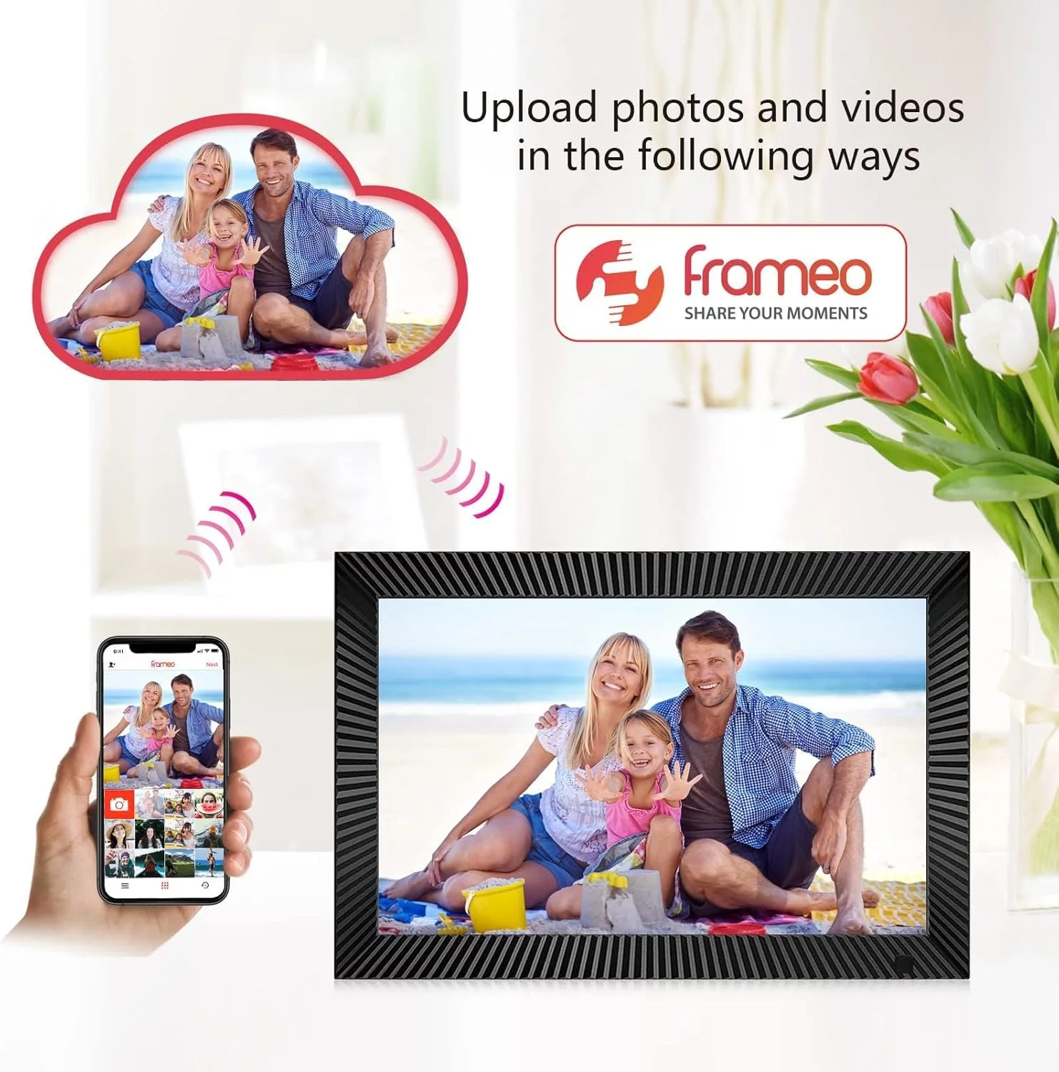 قاب عکس دیجیتال 10.1 اینچی، صفحه نمایش لمسی هوشمند وای فای IPS با رزولوشن 1280x800 و حافظه 16 گیگابایتی، چرخش خودکار، قابلیت نصب روی دیوار، راه اندازی آسان برای اشتراک گذاری عکس ها یا فیلم ها از طریق برنامه Uhale (سفید) قاب عکس دیجیتال 10.1 اینچی، صفحه نمایش لمسی هوشمند وای فای IPS با رزولوشن 1280x800 و حافظه 16 گیگابایتی، چرخش خودکار، قابلیت نصب روی دیوار، راه اندازی آسان برای اشتراک گذاری عکس ها یا فیلم ها از طریق برنامه Uhale (سفید)