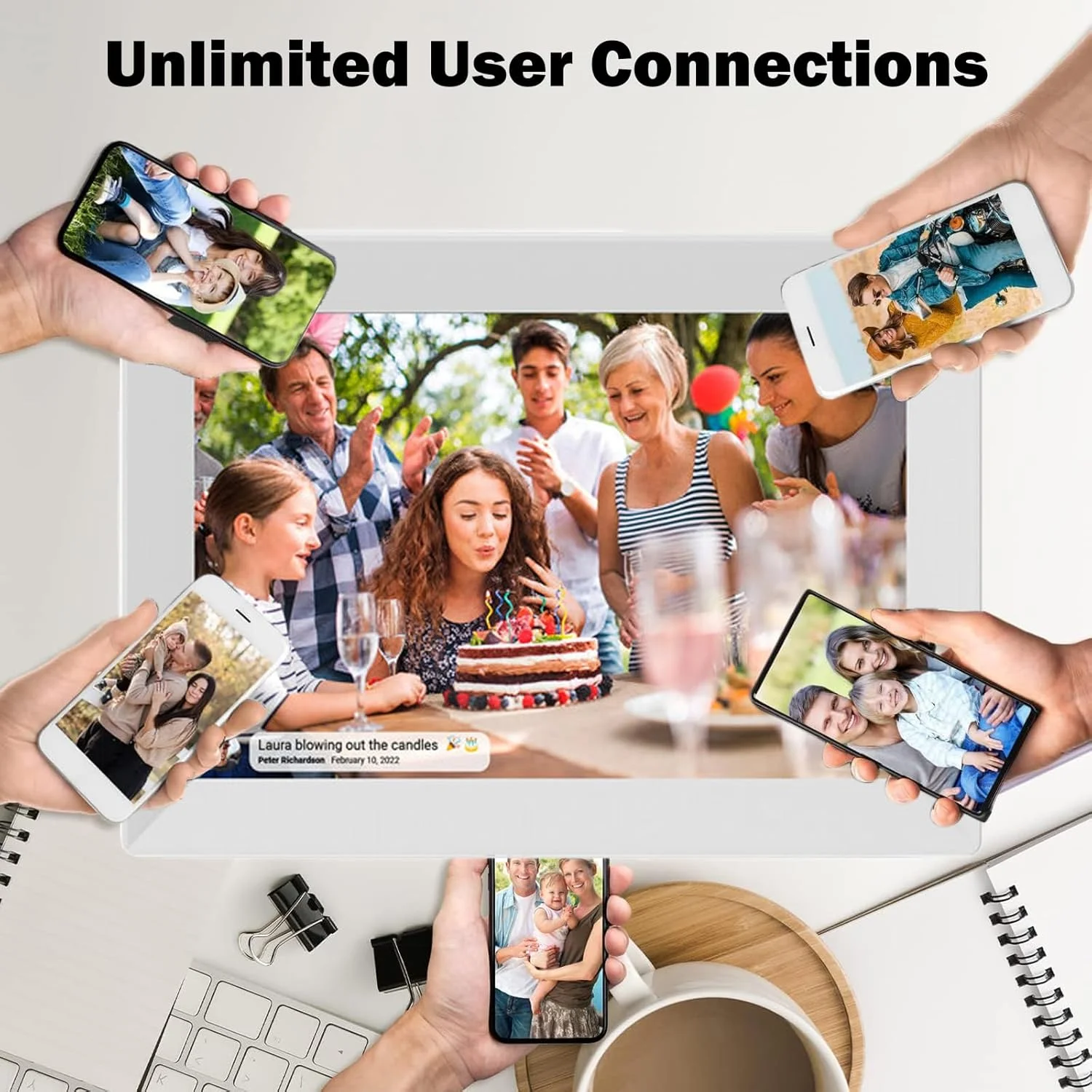 قاب عکس دیجیتال 10.1 اینچی، صفحه نمایش لمسی هوشمند وای فای IPS با رزولوشن 1280x800 و حافظه 32 گیگابایتی، چرخش خودکار، قابلیت نصب روی دیوار، تنظیم آسان برای به اشتراک گذاری عکس ها یا فیلم ها از طریق برنامه Frameo (سفید) قاب عکس دیجیتال 10.1 اینچی، صفحه نمایش لمسی هوشمند وای فای IPS با رزولوشن 1280x800 و حافظه 32 گیگابایتی، چرخش خودکار، قابلیت نصب روی دیوار، تنظیم آسان برای به اشتراک گذاری عکس ها یا فیلم ها از طریق برنامه Frameo (سفید)