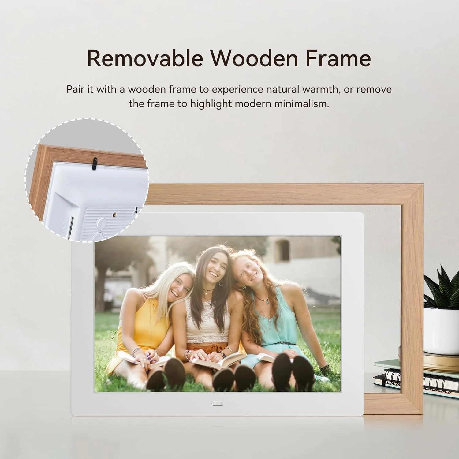 قاب عکس دیجیتال 10.1 اینچی، صفحه نمایش فوق العاده شفاف 1280 * 800 IPS با نمای کامل، اسلات کارت SD، قاب چوبی قابل جابجایی، اشتراک گذاری فیلم ها، عکس ها، تبریکات، نمایش اسلاید چرخش خودکار بدون وای فای قاب عکس دیجیتال 10.1 اینچی، صفحه نمایش فوق العاده شفاف 1280 * 800 IPS با نمای کامل، اسلات کارت SD، قاب چوبی قابل جابجایی، اشتراک گذاری فیلم ها، عکس ها، تبریکات، نمایش اسلاید چرخش خودکار بدون وای فای