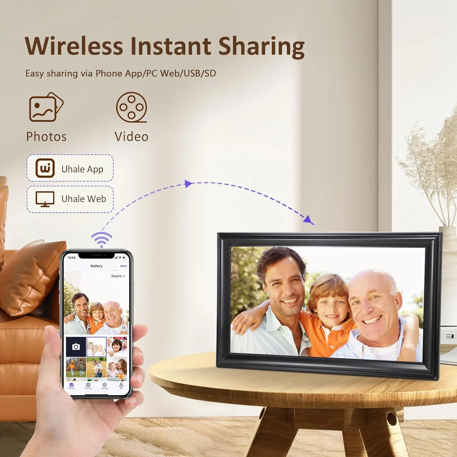 قاب عکس دیجیتال بزرگ ۱۶ اینچی Canupdog، وای فای دیجیتال با صفحه لمسی IPS 1920x1080، حافظه 32 گیگابایتی، چرخش خودکار، قابلیت نصب روی دیوار، نصب آسان قاب عکس دیجیتال بزرگ ۱۶ اینچی Canupdog، وای فای دیجیتال با صفحه لمسی IPS 1920x1080، حافظه 32 گیگابایتی، چرخش خودکار، قابلیت نصب روی دیوار، نصب آسان