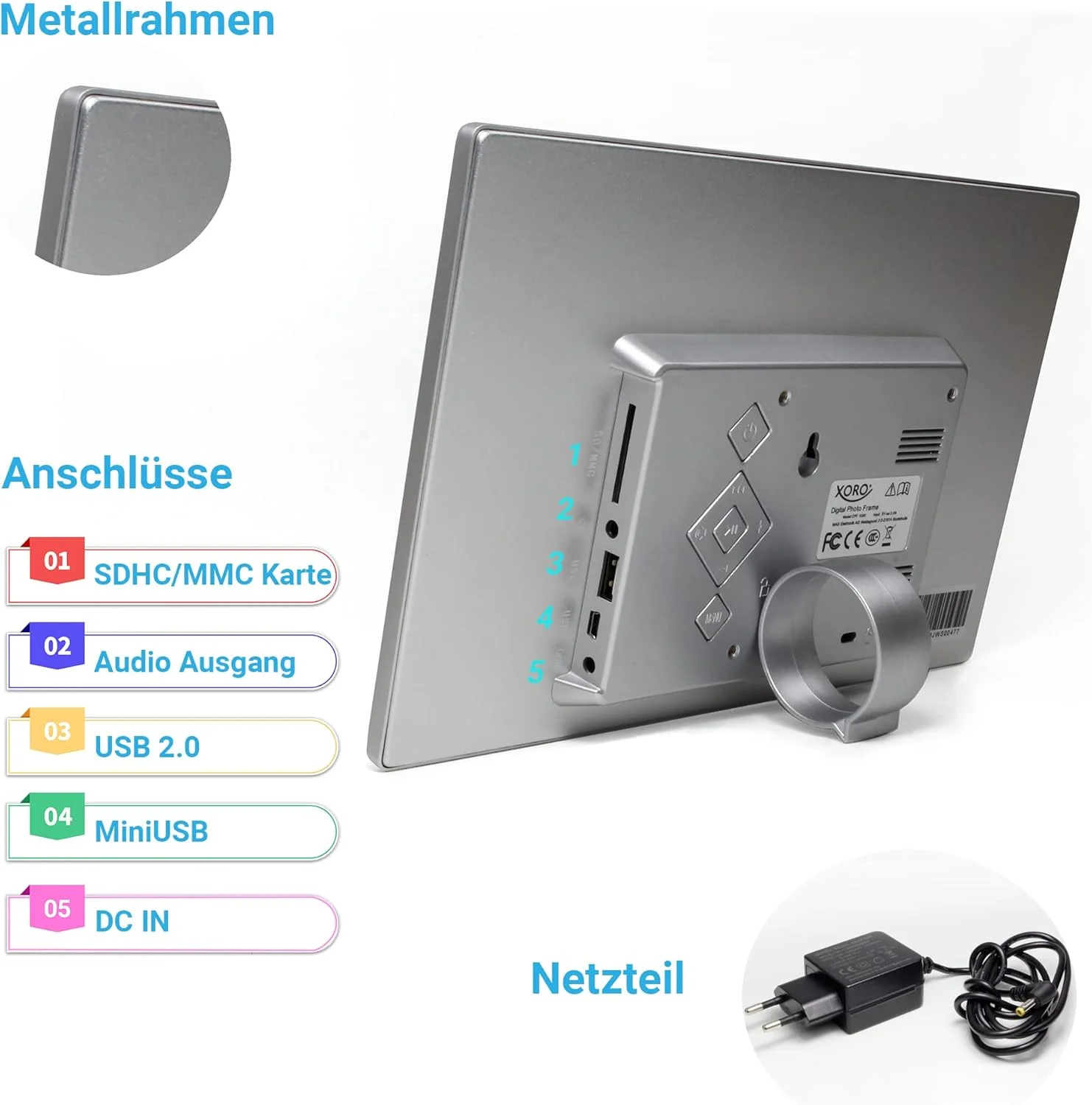 قاب عکس دیجیتال 10.1 اینچی Xoro CPF 10B1 با صفحه لمسی، WiFi، کارت خوان SD، USB، حسگر حرکتی، رزولوشن 1280 x 800، فرمت 16:10، کنترل برنامه قاب عکس دیجیتال 10.1 اینچی Xoro CPF 10B1 با صفحه لمسی، WiFi، کارت خوان SD، USB، حسگر حرکتی، رزولوشن 1280 x 800، فرمت 16:10، کنترل برنامه