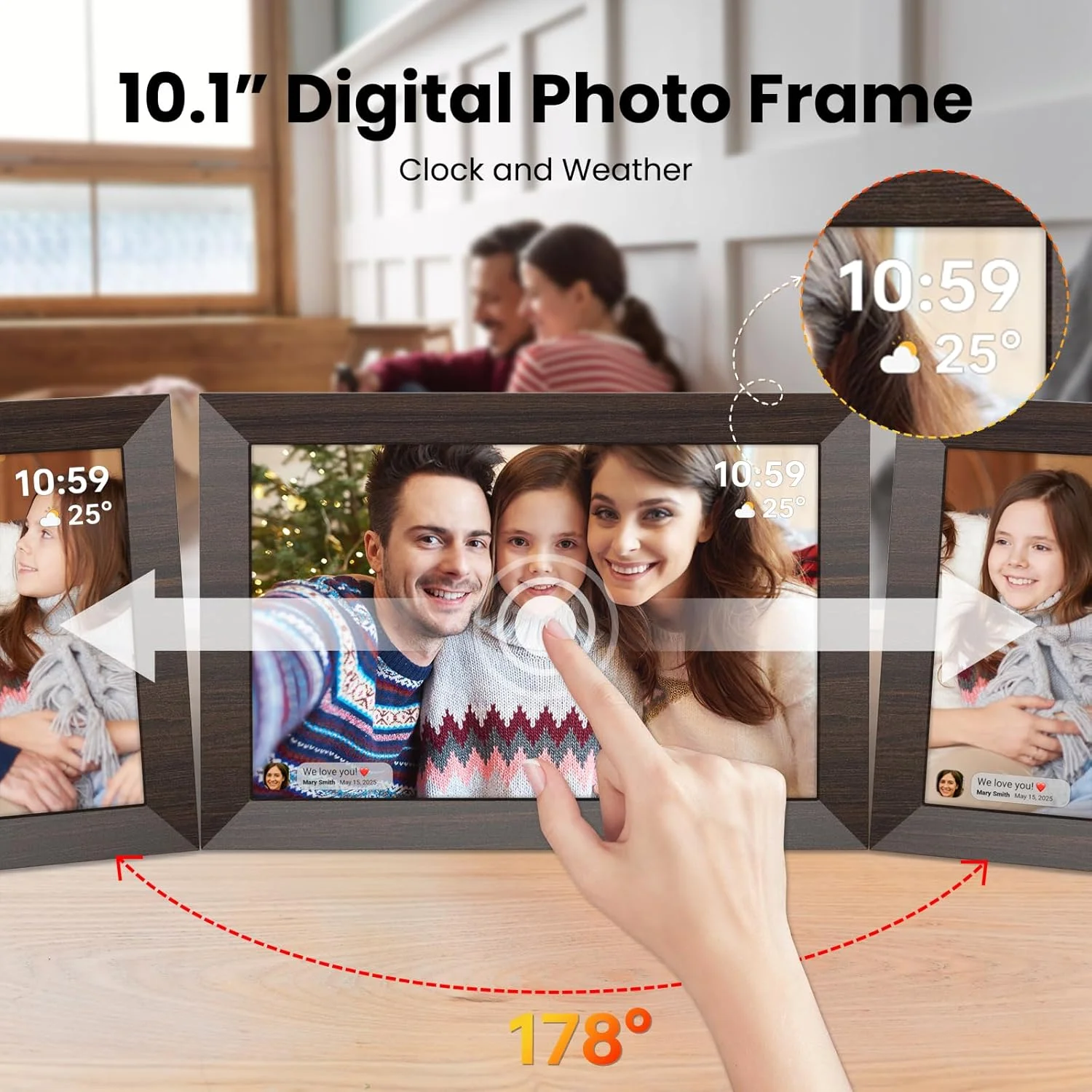 قاب عکس دیجیتال وای فای Frameo، قاب عکس 10.1 اینچی، صفحه لمسی IPS با کیفیت HD 1280 × 800 با حافظه 32 گیگابایتی، چرخش خودکار قاب عکس ابری، نمایش اسلاید، اشتراک گذاری عکس ها و فیلم ها از راه دور با مادر، پدر قاب عکس دیجیتال وای فای Frameo، قاب عکس 10.1 اینچی، صفحه لمسی IPS با کیفیت HD 1280 × 800 با حافظه 32 گیگابایتی، چرخش خودکار قاب عکس ابری، نمایش اسلاید، اشتراک گذاری عکس ها و فیلم ها از راه دور با مادر، پدر