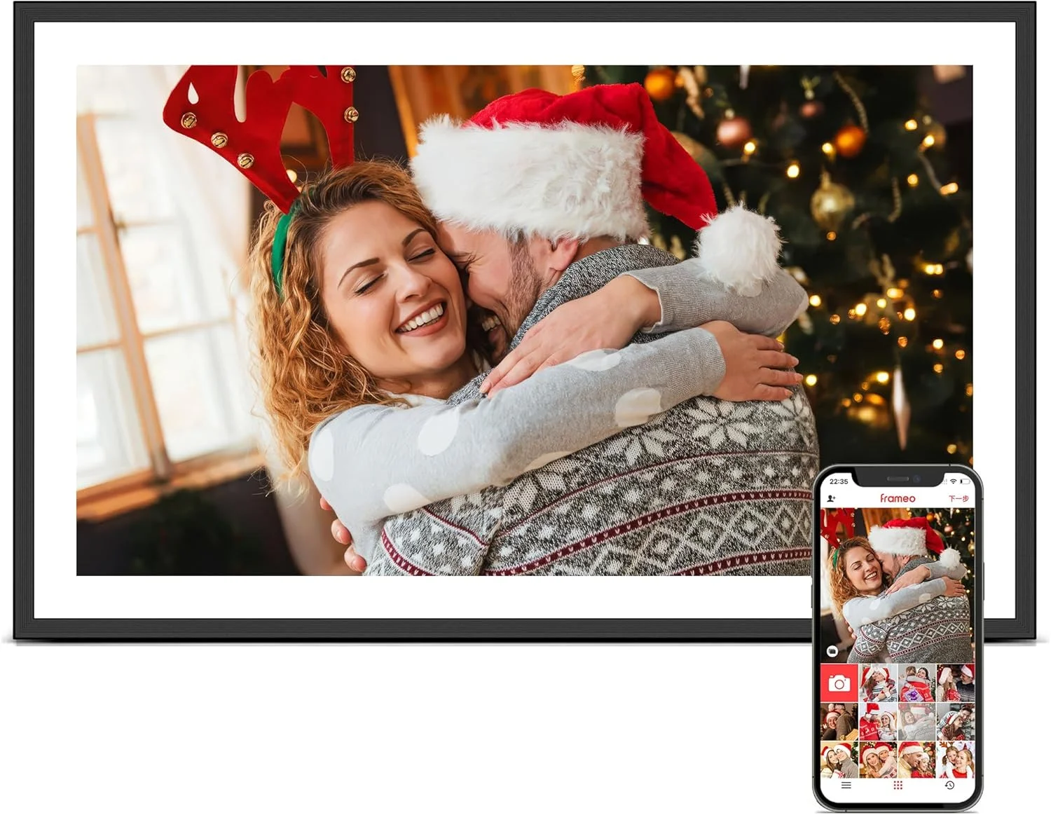 قاب عکس دیجیتال وای فای، قاب عکس دیجیتال بزرگ 15.6 اینچی Frameo، صفحه لمسی IPS FHD 1920*1080، اشتراک گذاری فوری عکس و فیلم، حافظه 32 گیگابایتی، قاب عکس الکترونیکی، هدیه برای مادر، هدیه برای خانه نو