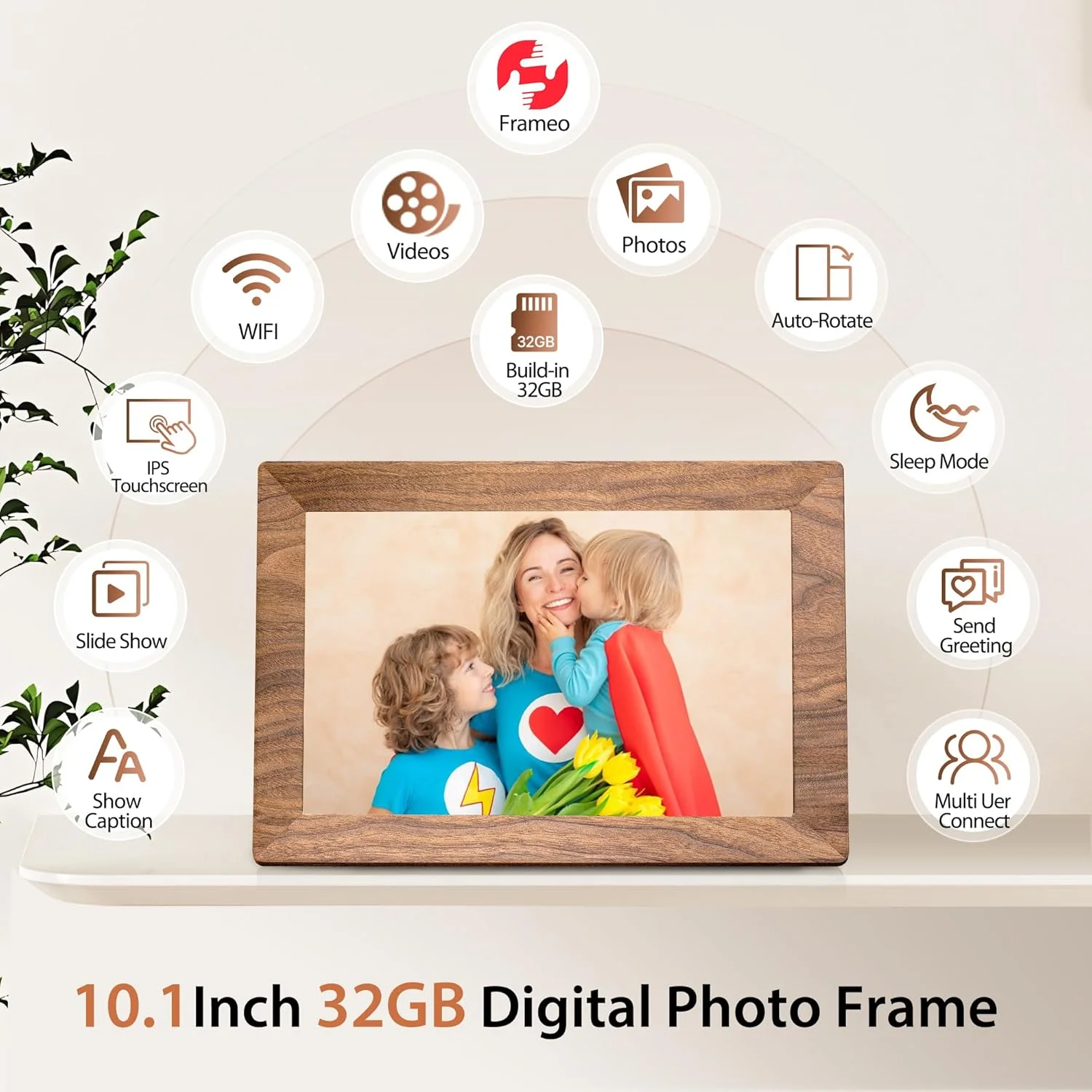 قاب عکس دیجیتال وای فای Frameo، 10.1 اینچ، HD 1280 x 800 IPS با صفحه لمسی، حافظه 32 گیگابایتی، چرخش خودکار، اشتراک گذاری آسان عکس ها و فیلم ها از طریق برنامه Frameo قاب عکس دیجیتال وای فای Frameo، 10.1 اینچ، HD 1280 x 800 IPS با صفحه لمسی، حافظه 32 گیگابایتی، چرخش خودکار، اشتراک گذاری آسان عکس ها و فیلم ها از طریق برنامه Frameo