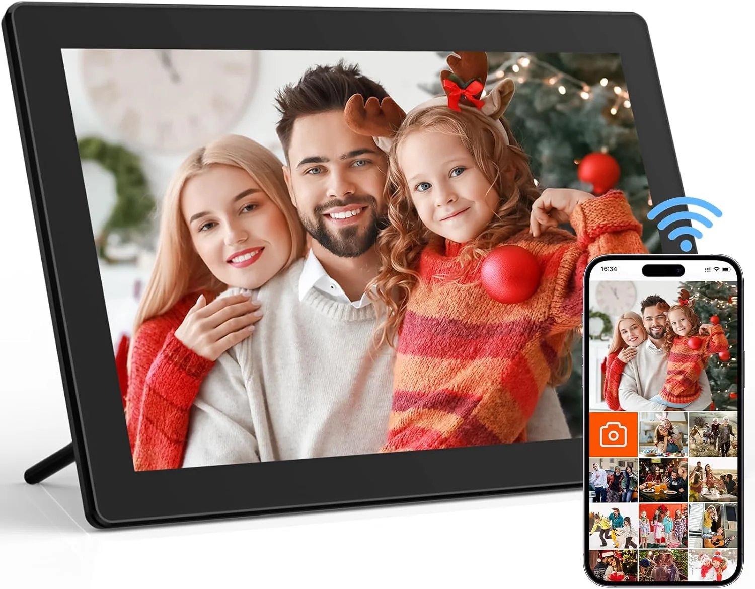 قاب عکس دیجیتال وای فای، صفحه نمایش لمسی 10.1 اینچی IPS، قاب عکس دیجیتال ابری هوشمند با حافظه 16 گیگابایتی، قابلیت نصب روی دیوار، چرخش خودکار، اشتراک گذاری عکس ها از هر کجا از طریق برنامه برای خانم ها و آقایان