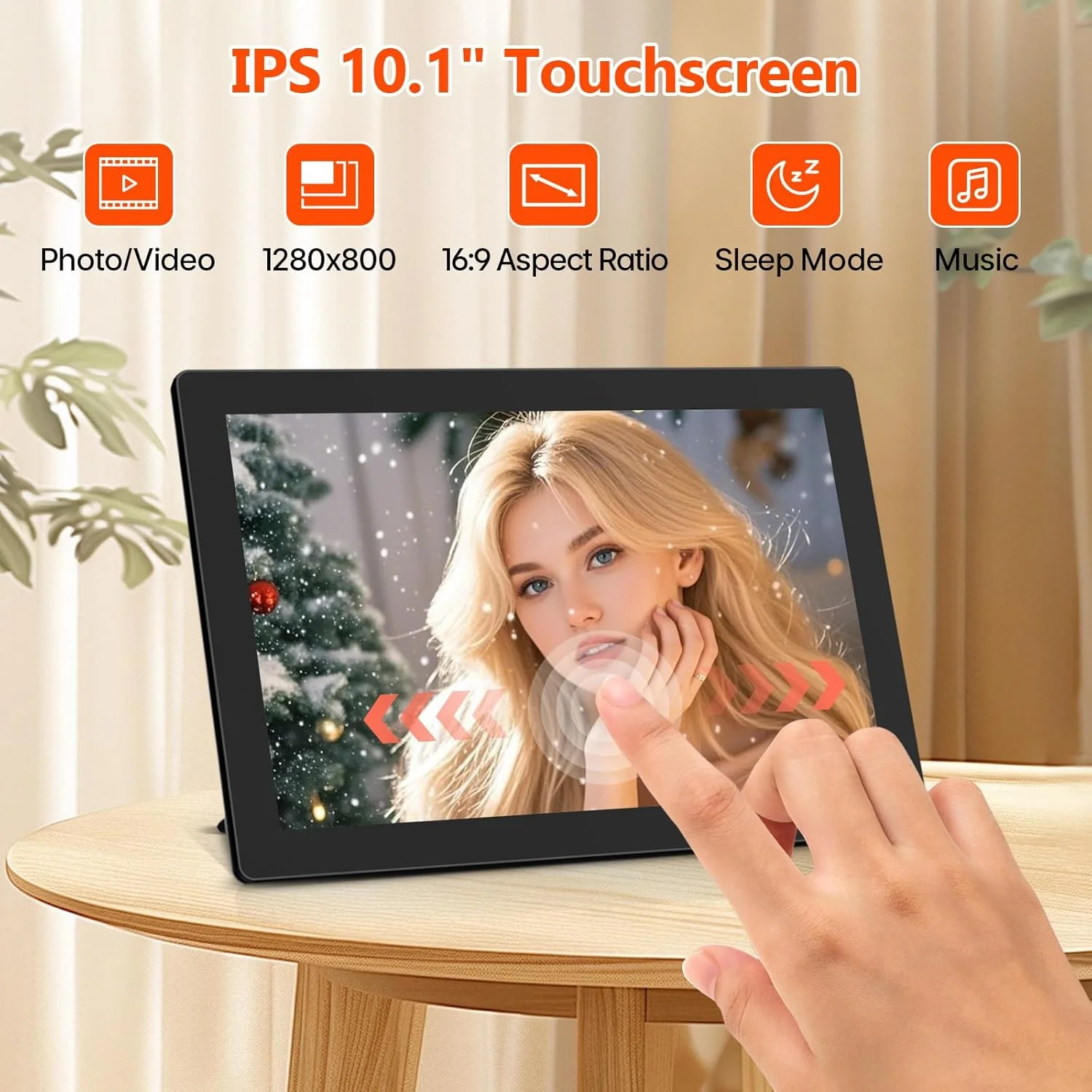 قاب عکس دیجیتال وای فای، صفحه نمایش لمسی 10.1 اینچی IPS، قاب عکس دیجیتال ابری هوشمند با حافظه 16 گیگابایتی، قابلیت نصب روی دیوار، چرخش خودکار، اشتراک گذاری عکس ها از هر کجا از طریق برنامه برای خانم ها و آقایان