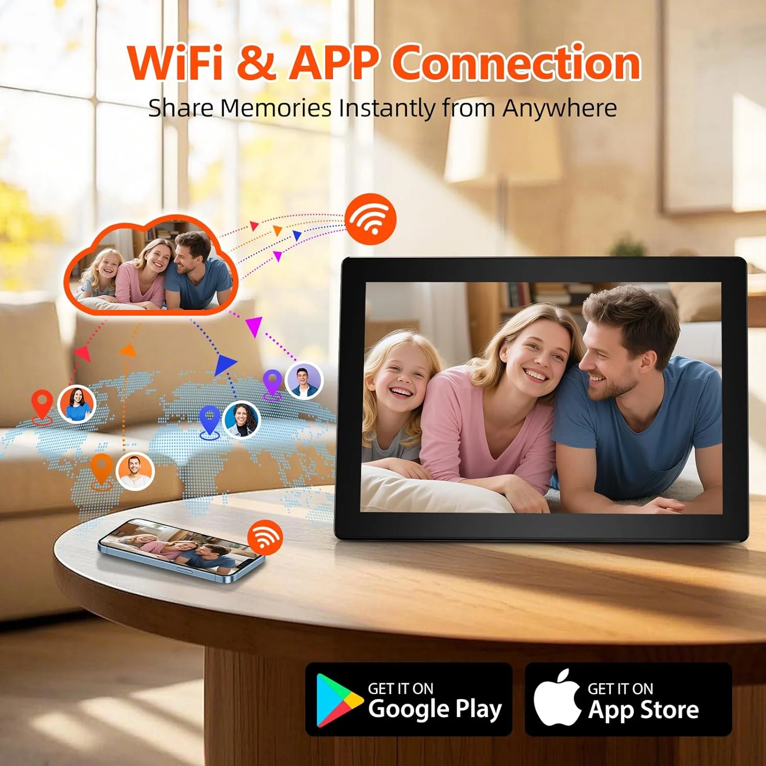 قاب عکس دیجیتال وای فای، صفحه نمایش لمسی 10.1 اینچی IPS، قاب عکس دیجیتال ابری هوشمند با حافظه 16 گیگابایتی، قابلیت نصب روی دیوار، چرخش خودکار، اشتراک گذاری عکس ها از هر کجا از طریق برنامه برای خانم ها و آقایان