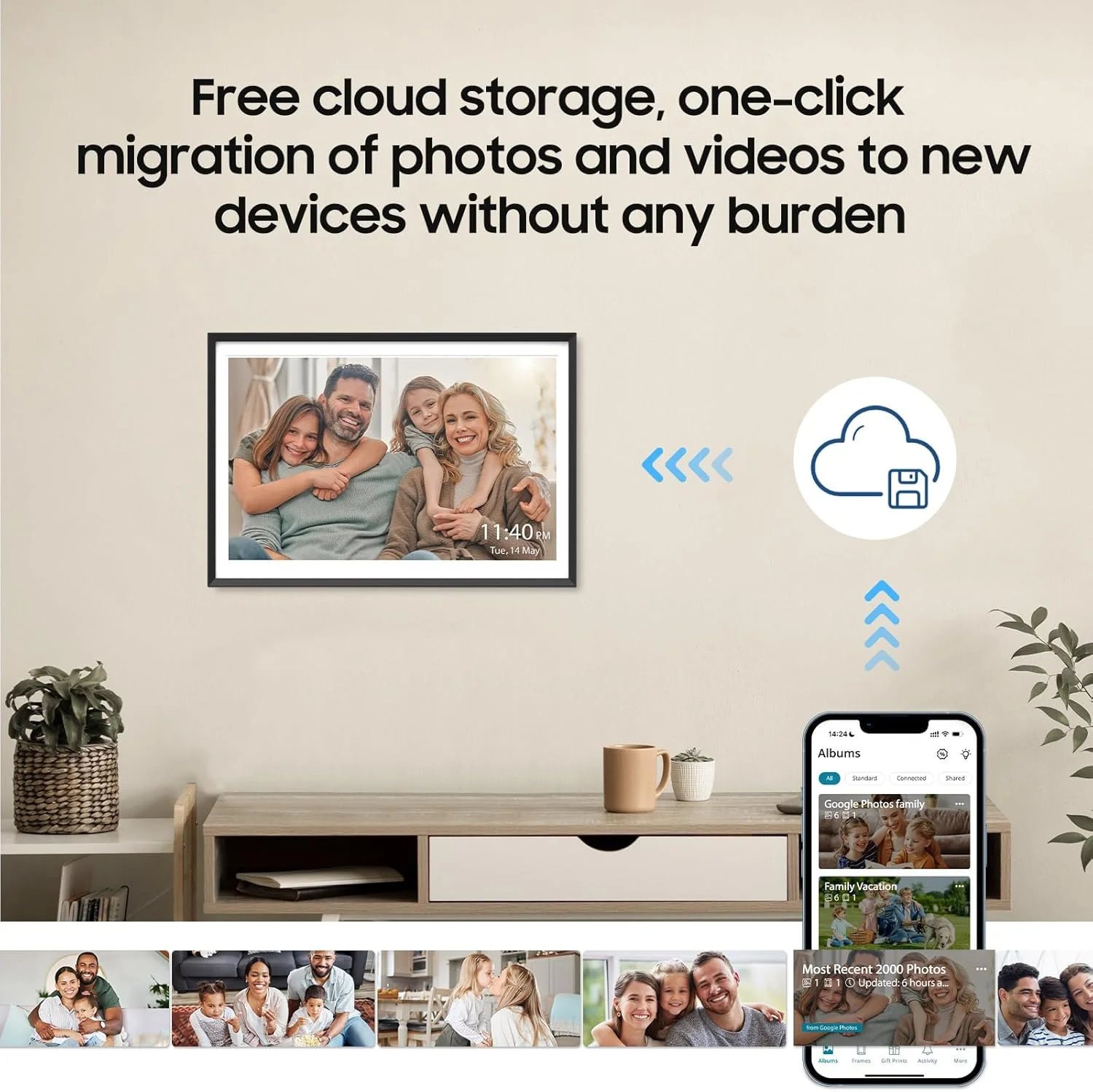 قاب عکس دیجیتال 10.1 اینچی Nixplay، اشتراک گذاری عکس ها/فیلم ها از طریق برنامه یا ایمیل Nixplay، قاب عکس دیجیتال WiFi با راه اندازی آسان، پشتیبانی از الکسا، فضای ذخیره سازی ابری رایگان، چرخش خودکار، هدیه برای مادر