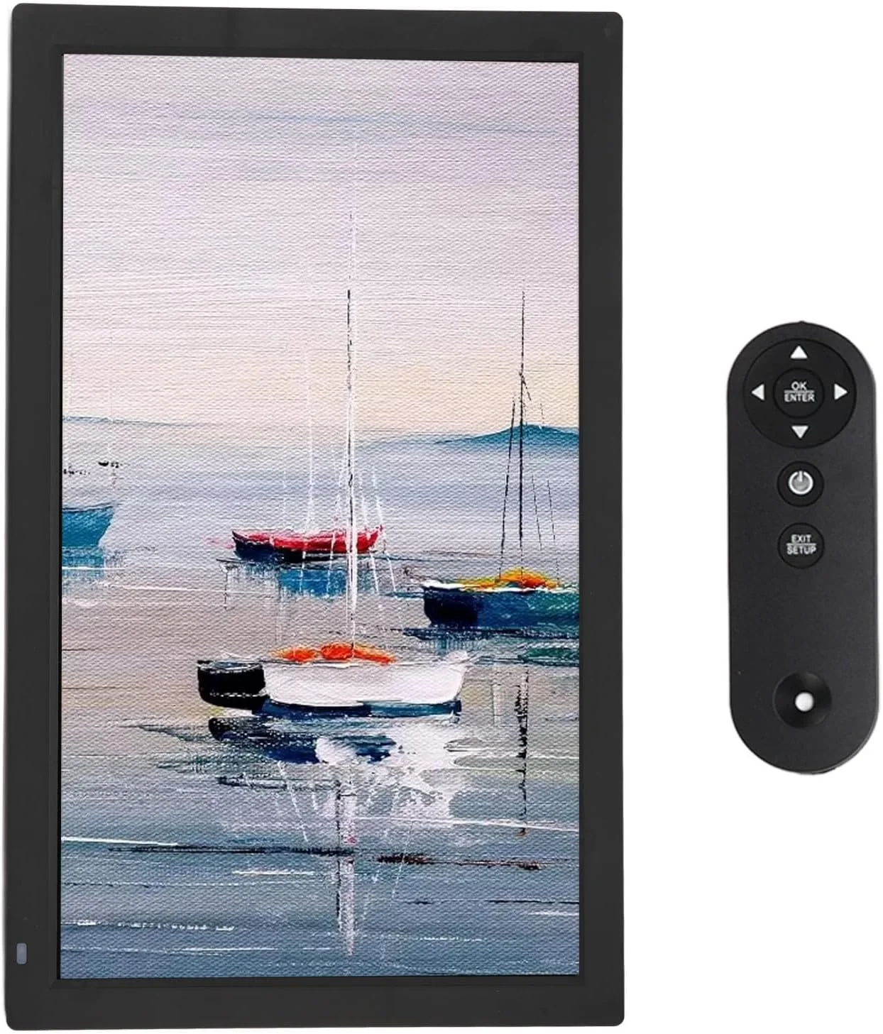 قاب عکس دیجیتال 21.5 اینچی، FHD، WiFi 32 گیگابایت، کنترل از راه دور، برنامه برای عکس ها و فیلم ها، طراحی مشکی (دوشاخه UK)