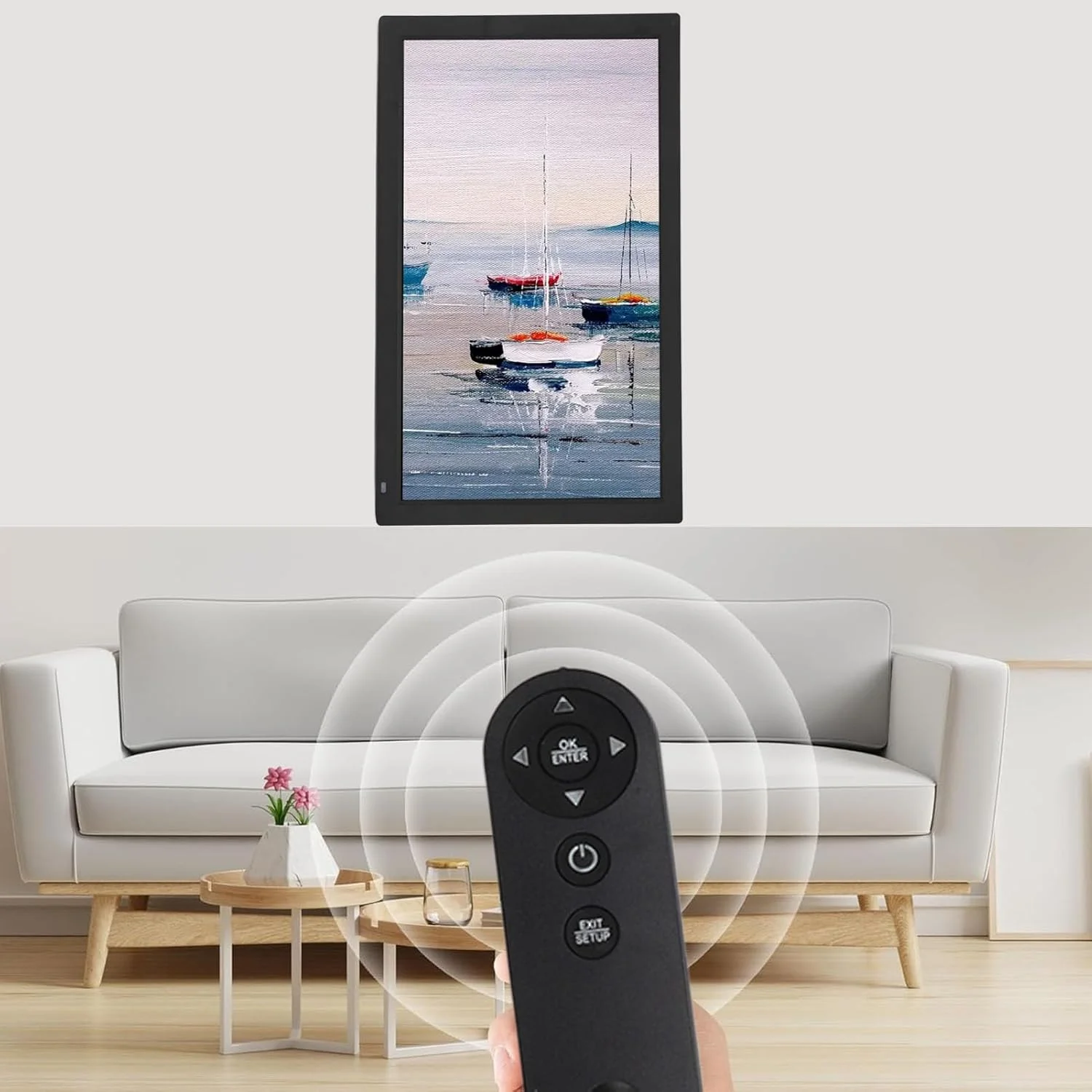 قاب عکس دیجیتال 21.5 اینچی، FHD، WiFi 32 گیگابایت، کنترل از راه دور، برنامه برای عکس ها و فیلم ها، طراحی مشکی (دوشاخه UK) قاب عکس دیجیتال 21.5 اینچی، FHD، WiFi 32 گیگابایت، کنترل از راه دور، برنامه برای عکس ها و فیلم ها، طراحی مشکی (دوشاخه UK)