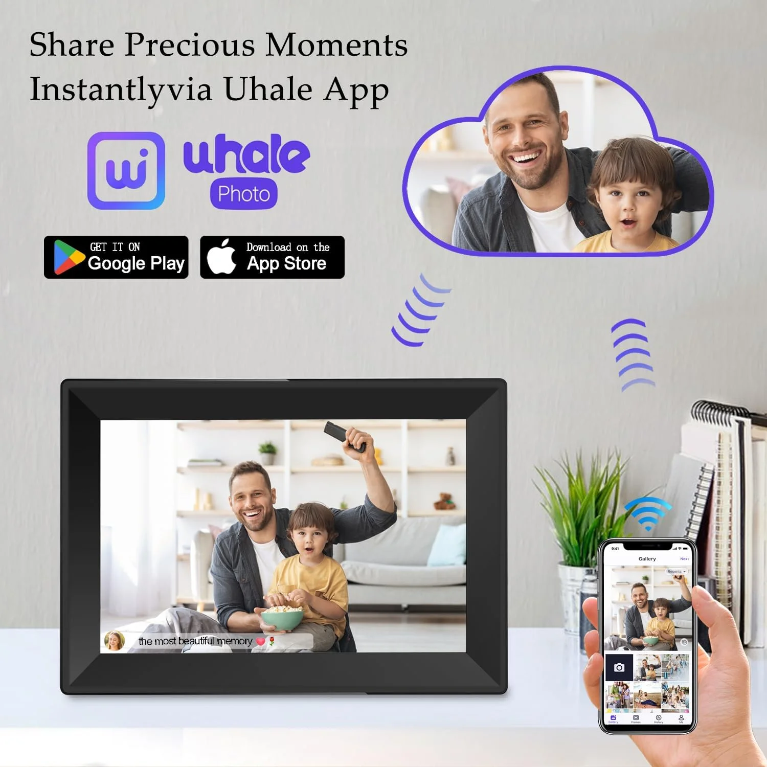 قاب عکس دیجیتال 10.1 اینچی Uhale، صفحه نمایش لمسی HD IPS WiFi، حافظه 16 گیگابایتی، چرخش خودکار، اشتراک گذاری فوری عکس ها/فیلم ها از طریق Uhale، هدیه روز مادر قاب عکس دیجیتال 10.1 اینچی Uhale، صفحه نمایش لمسی HD IPS WiFi، حافظه 16 گیگابایتی، چرخش خودکار، اشتراک گذاری فوری عکس ها/فیلم ها از طریق Uhale، هدیه روز مادر