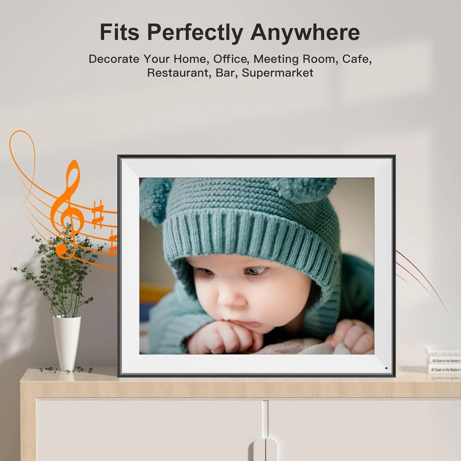 قاب عکس دیجیتال 16.2 اینچی - صفحه نمایش لمسی IPS، چرخش خودکار، نمایش اسلاید، بارگذاری عکس و فیلم از تلفن به قاب دیجیتال 32 گیگابایتی از طریق برنامه ایمیل، فضای ذخیره سازی ابری رایگان، هدیه برای مادر و پدر