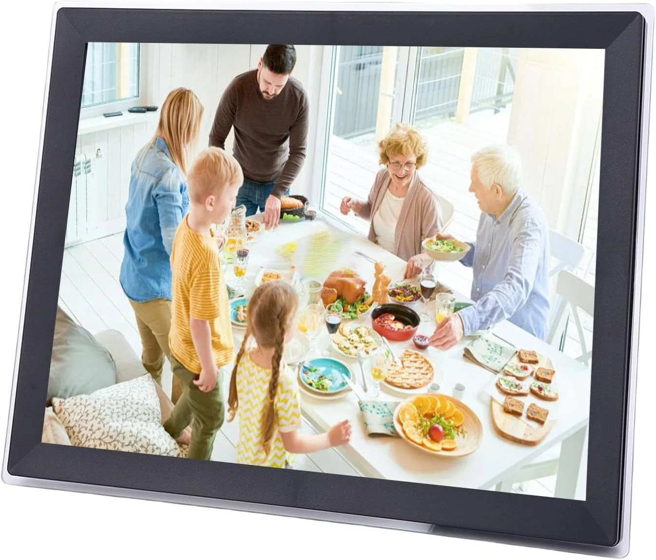 قاب عکس دیجیتال وای فای 15 اینچی، قاب عکس الکترونیکی هوشمند، 1024x768 FHD IPS، چرخش خودکار، قابلیت نصب روی دیوار، حافظه 32 گیگابایتی، راه اندازی آسان برای به اشتراک گذاری عکس ها یا فیلم ها (دوشاخه UK)