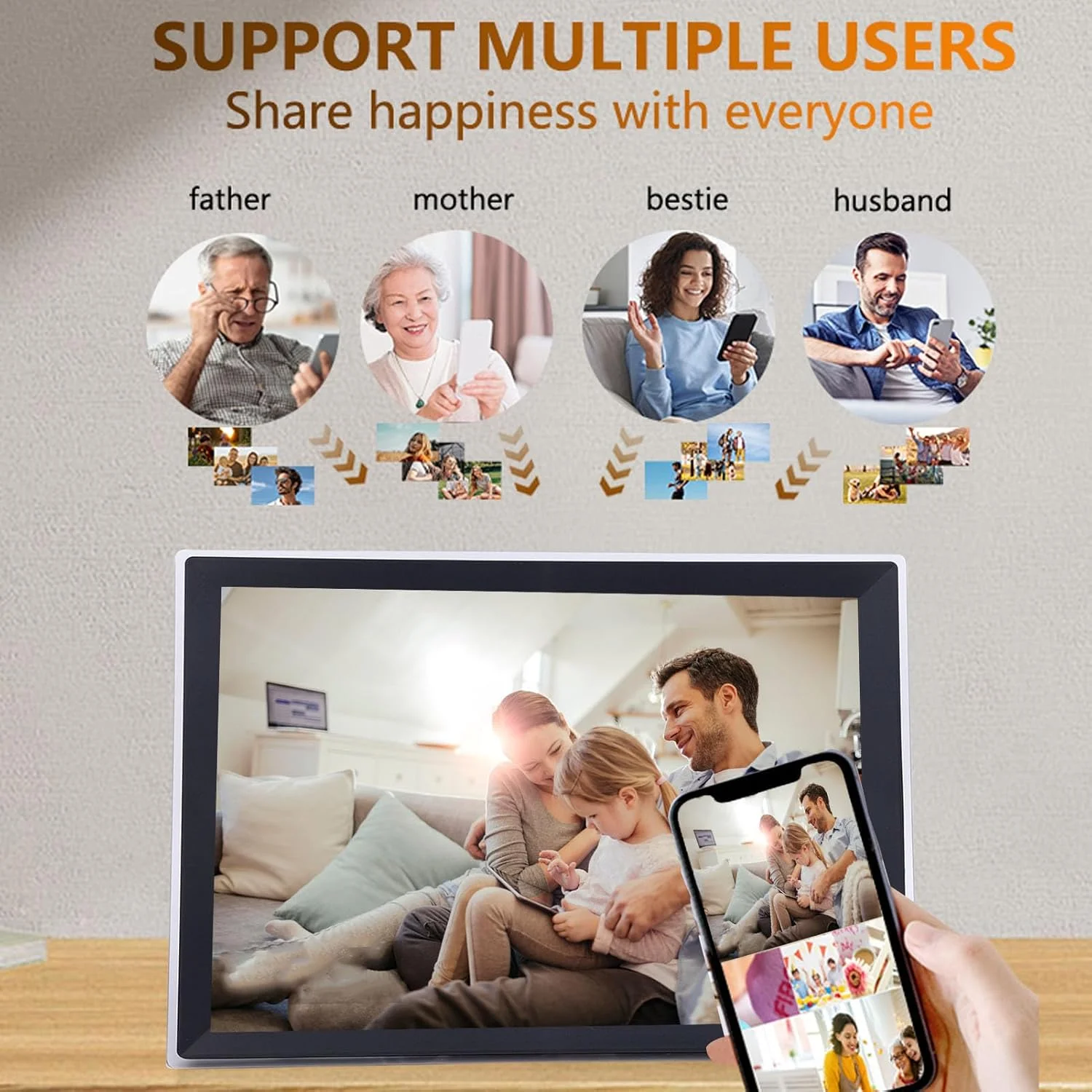 قاب عکس دیجیتال وای فای 15 اینچی، قاب عکس الکترونیکی هوشمند، 1024x768 FHD IPS، چرخش خودکار، قابلیت نصب روی دیوار، حافظه 32 گیگابایتی، راه اندازی آسان برای به اشتراک گذاری عکس ها یا فیلم ها (دوشاخه UK) قاب عکس دیجیتال وای فای 15 اینچی، قاب عکس الکترونیکی هوشمند، 1024x768 FHD IPS، چرخش خودکار، قابلیت نصب روی دیوار، حافظه 32 گیگابایتی، راه اندازی آسان برای به اشتراک گذاری عکس ها یا فیلم ها (دوشاخه UK)