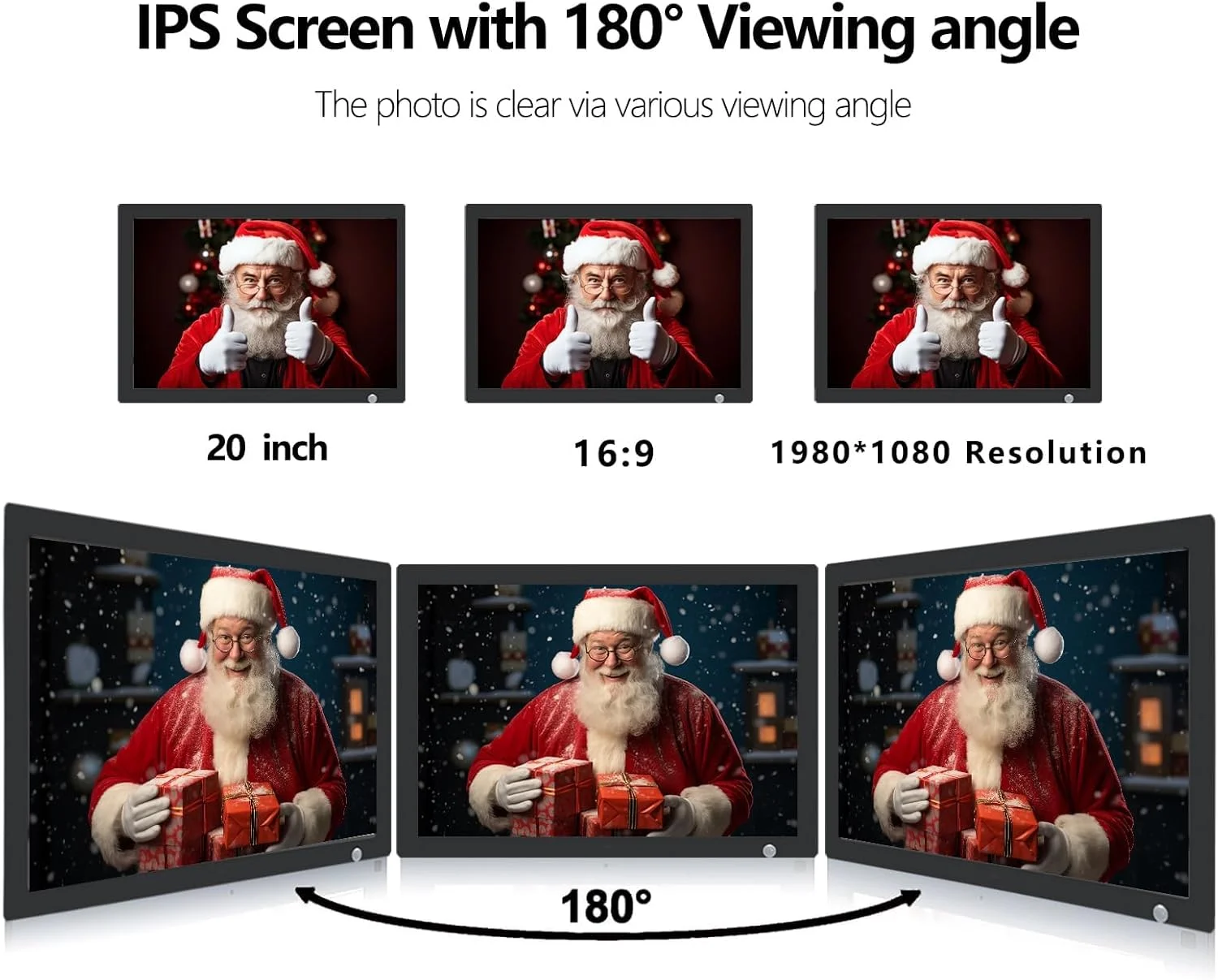 قاب عکس دیجیتال 20 اینچی USB، صفحه نمایش IPS 1920x1080، نمایش اسلاید عکس دیجیتال برای هدیه، سازگار با فلش مموری USB 64 گیگابایتی، اسلات کارت SD، پشتیبانی از حسگر حرکتی ویدیو موسیقی با کنترل از راه دور قاب عکس دیجیتال 20 اینچی USB، صفحه نمایش IPS 1920x1080، نمایش اسلاید عکس دیجیتال برای هدیه، سازگار با فلش مموری USB 64 گیگابایتی، اسلات کارت SD، پشتیبانی از حسگر حرکتی ویدیو موسیقی با کنترل از راه دور