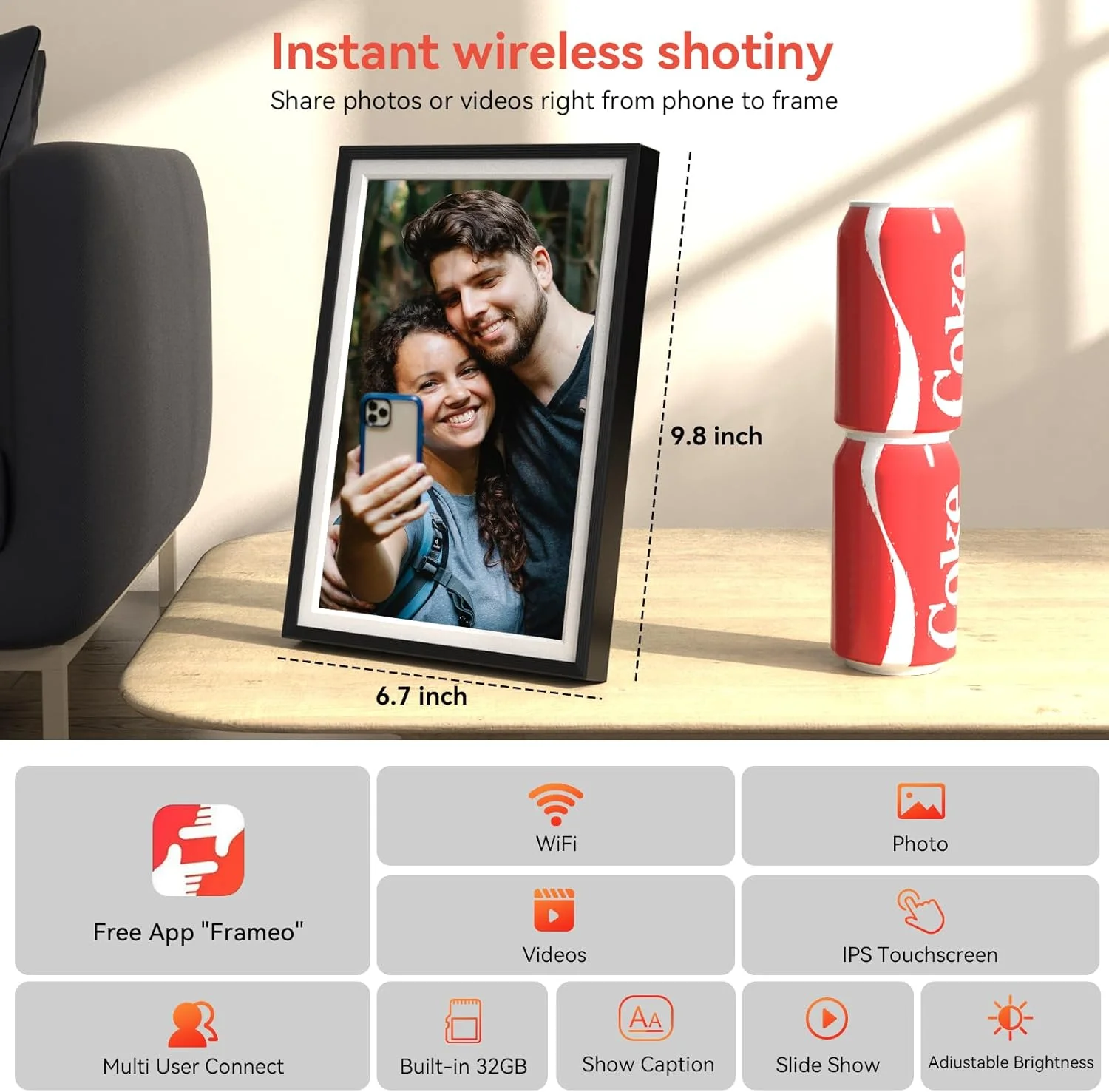 قاب عکس دیجیتال هوشمند وای فای QOCEN با صفحه نمایش لمسی HD و حافظه 32 گیگابایتی، چرخش خودکار، نمایش اسلاید، تنظیم آسان، اشتراک گذاری عکس و فیلم در هر مکان قاب عکس دیجیتال هوشمند وای فای QOCEN با صفحه نمایش لمسی HD و حافظه 32 گیگابایتی، چرخش خودکار، نمایش اسلاید، تنظیم آسان، اشتراک گذاری عکس و فیلم در هر مکان