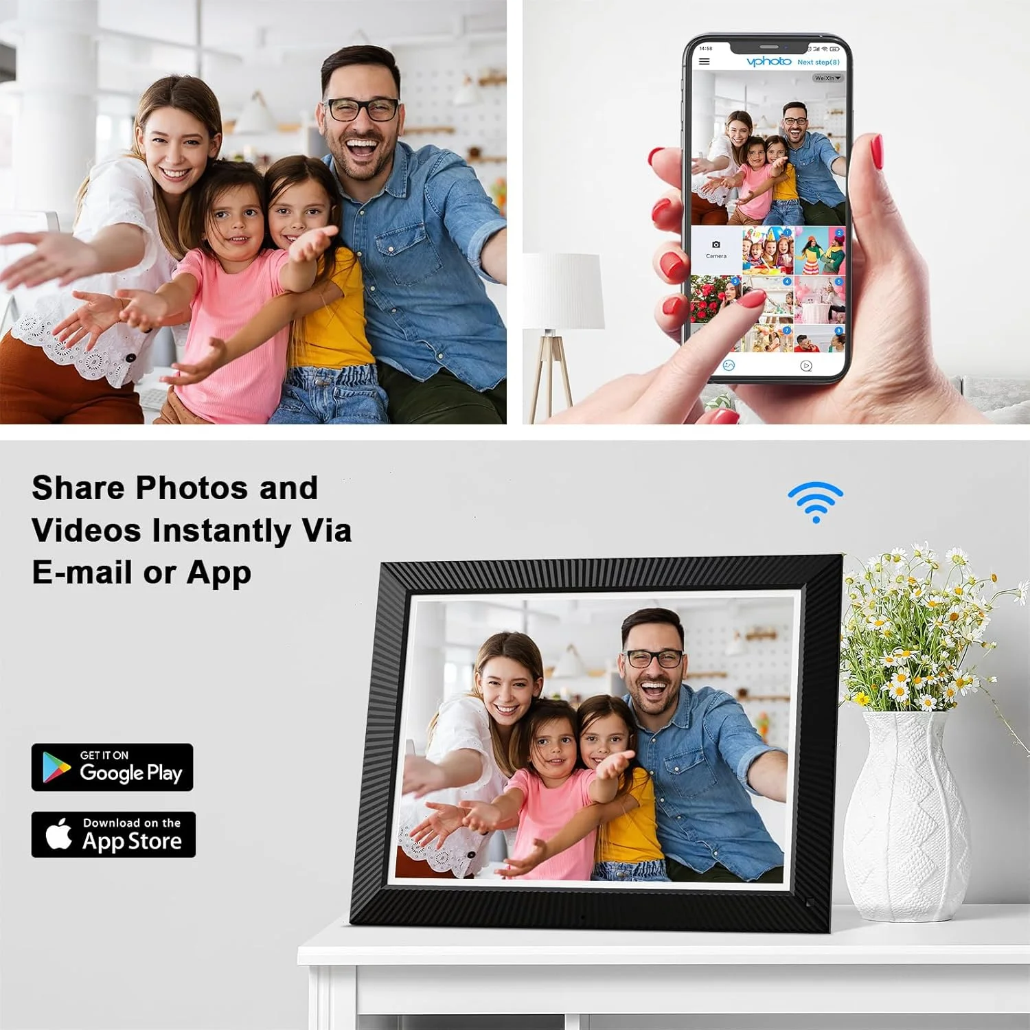 قاب عکس دیجیتال بزرگ 16.2 اینچی - قاب عکس دیجیتال 32 گیگابایتی WiFi، ارسال عکس از هر کجا، چرخش خودکار، صفحه لمسی، اشتراک گذاری ویدیو از طریق برنامه ایمیل، فضای ذخیره سازی ابری نامحدود، هدیه برای مادر قاب عکس دیجیتال بزرگ 16.2 اینچی - قاب عکس دیجیتال 32 گیگابایتی WiFi، ارسال عکس از هر کجا، چرخش خودکار، صفحه لمسی، اشتراک گذاری ویدیو از طریق برنامه ایمیل، فضای ذخیره سازی ابری نامحدود، هدیه برای مادر
