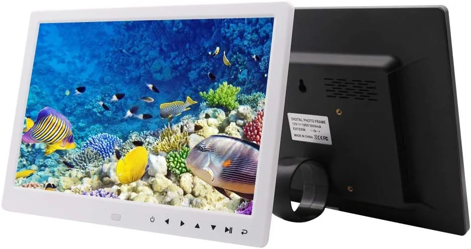 قاب عکس دیجیتال 10 اینچی با دکمه لمسی با کیفیت بالا، آلبوم عکس الکترونیکی چند منظوره، قفسه نمایش تبلیغات ویدیویی، نمایشگر عکس الکترونیکی (مشکی)