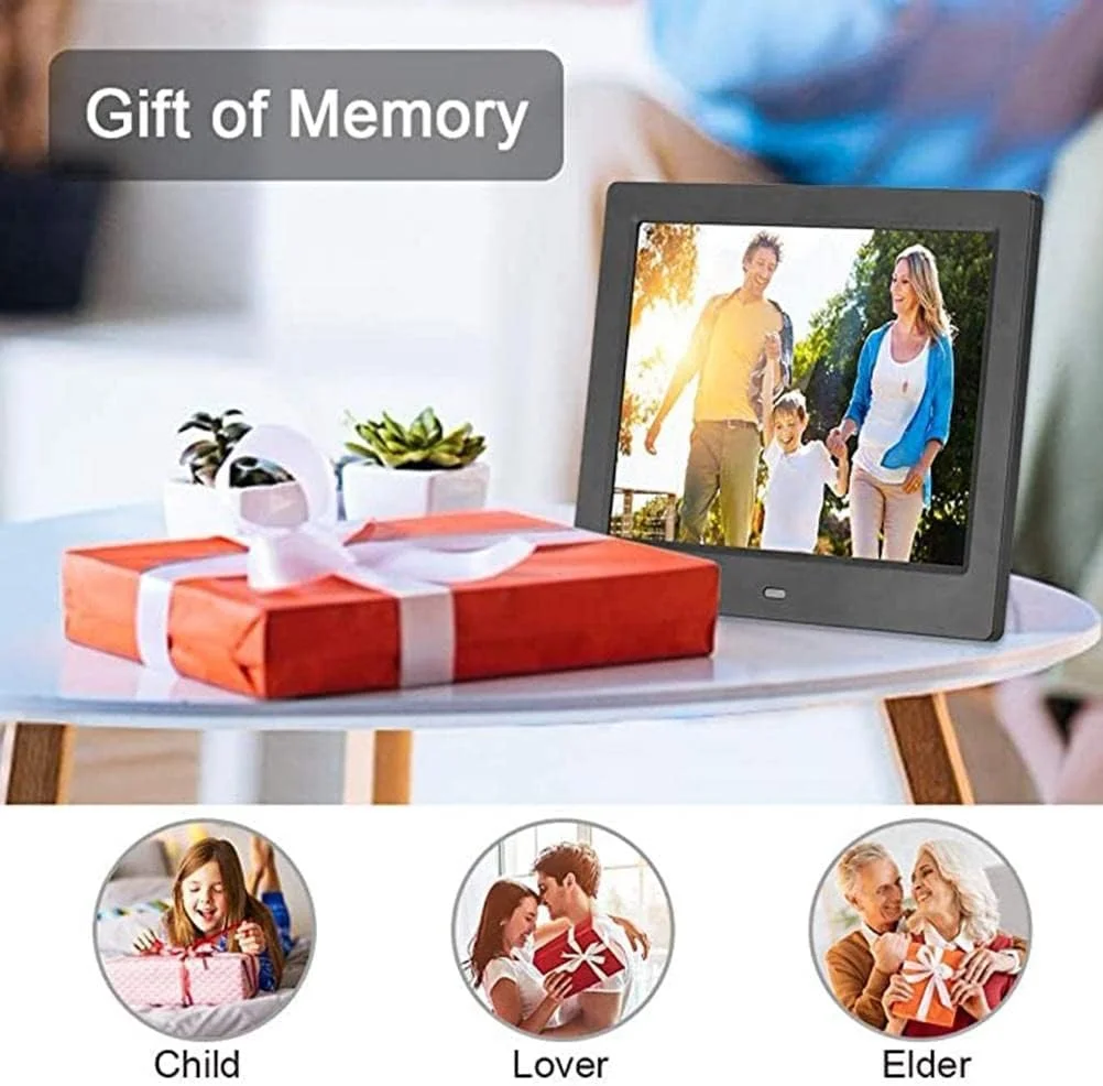 قاب عکس دیجیتال 12 اینچی، پخش کننده ویدیو و عکس هوشمند الکترونیکی با صفحه نمایش FHD IPS، کنترل از راه دور، پشتیبانی از USB و SD، بلندگوهای دوگانه داخلی، پخش موسیقی و ویدیو (مشکی)