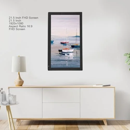 قاب عکس دیجیتال هوشمند 21.5 اینچی، قاب عکس دیجیتال، وای فای 2.4G 5G 32G 1920x1080 FHD قابل نصب روی دیوار با کنترل از راه دور و برنامه برای عکس ها و فیلم ها (دوشاخه GB)