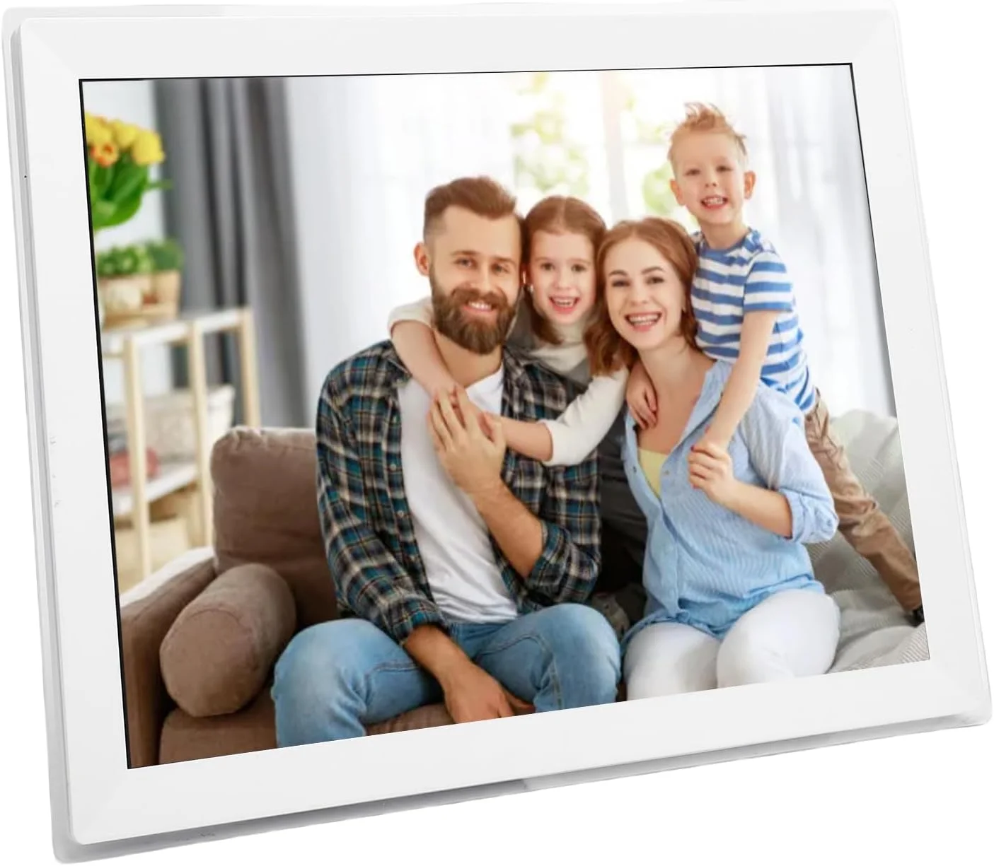 قاب عکس دیجیتال 15 اینچی HD 1024 X 768، قاب عکس الکترونیکی با حافظه 32 گیگابایتی، قابل نصب روی دیوار، اشتراک گذاری فوری عکس ها و فیلم ها از طریق برنامه از هر کجا (پریز برق بریتانیا)