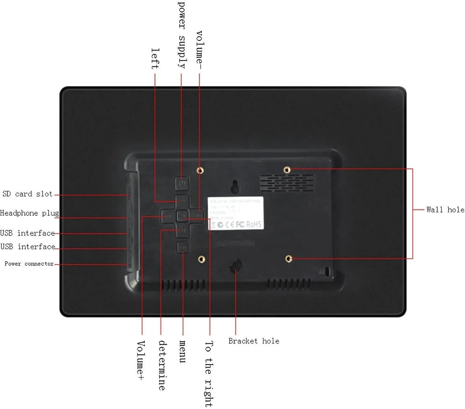 قاب عکس دیجیتال 12 اینچی، آلبوم عکس الکترونیکی با حاشیه باریک، پخش کننده ویدئو، پخش کننده تبلیغات، نمایشگر عکس الکترونیکی (مشکی)