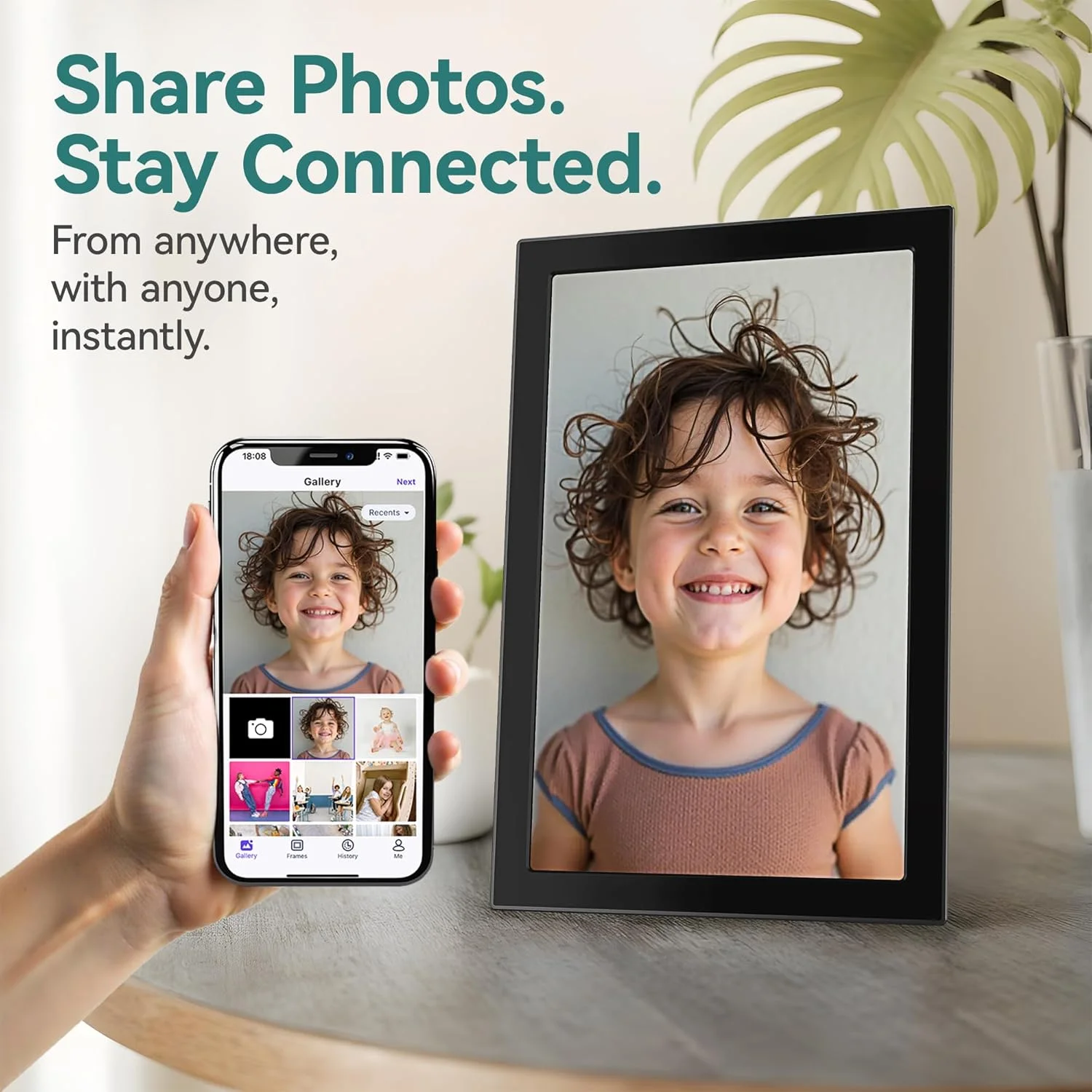 قاب عکس دیجیتال ۱۰.۱ اینچی وای فای XORO، صفحه نمایش لمسی IPS HD با رزولوشن ۱۲۸۰ در ۸۰۰، حافظه ۱۶ گیگابایتی، چرخش خودکار، اشتراک گذاری فوری عکس از هر کجا