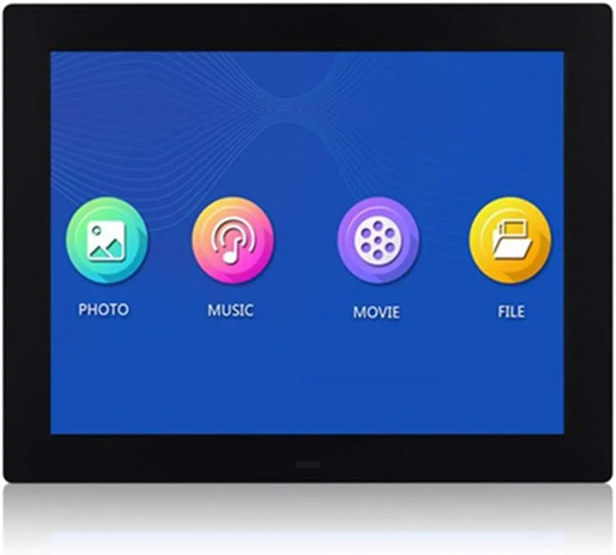 قاب عکس دیجیتال 12 اینچی فوق العاده شفاف مربعی دستگاه تبلیغاتی شبکه اندروید آلبوم عکس الکترونیکی دیواری چند منظوره نمایشگر عکس الکترونیکی (مشکی)