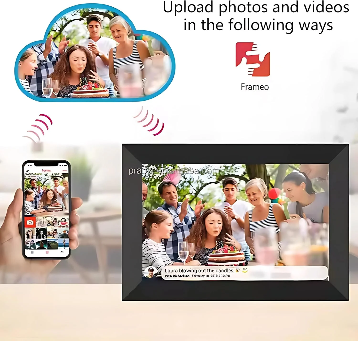 قاب عکس دیجیتال وای فای 10.1 اینچی با صفحه نمایش لمسی IPS با کیفیت HD 1280x800، حافظه 32 گیگابایتی، چرخش خودکار، نمایش اسلاید، قاب عکس هوشمند برای اشتراک گذاری عکس ها و فیلم ها (Frameo مشکی 32 گیگابایت) قاب عکس دیجیتال وای فای 10.1 اینچی با صفحه نمایش لمسی IPS با کیفیت HD 1280x800، حافظه 32 گیگابایتی، چرخش خودکار، نمایش اسلاید، قاب عکس هوشمند برای اشتراک گذاری عکس ها و فیلم ها (Frameo مشکی 32 گیگابایت)