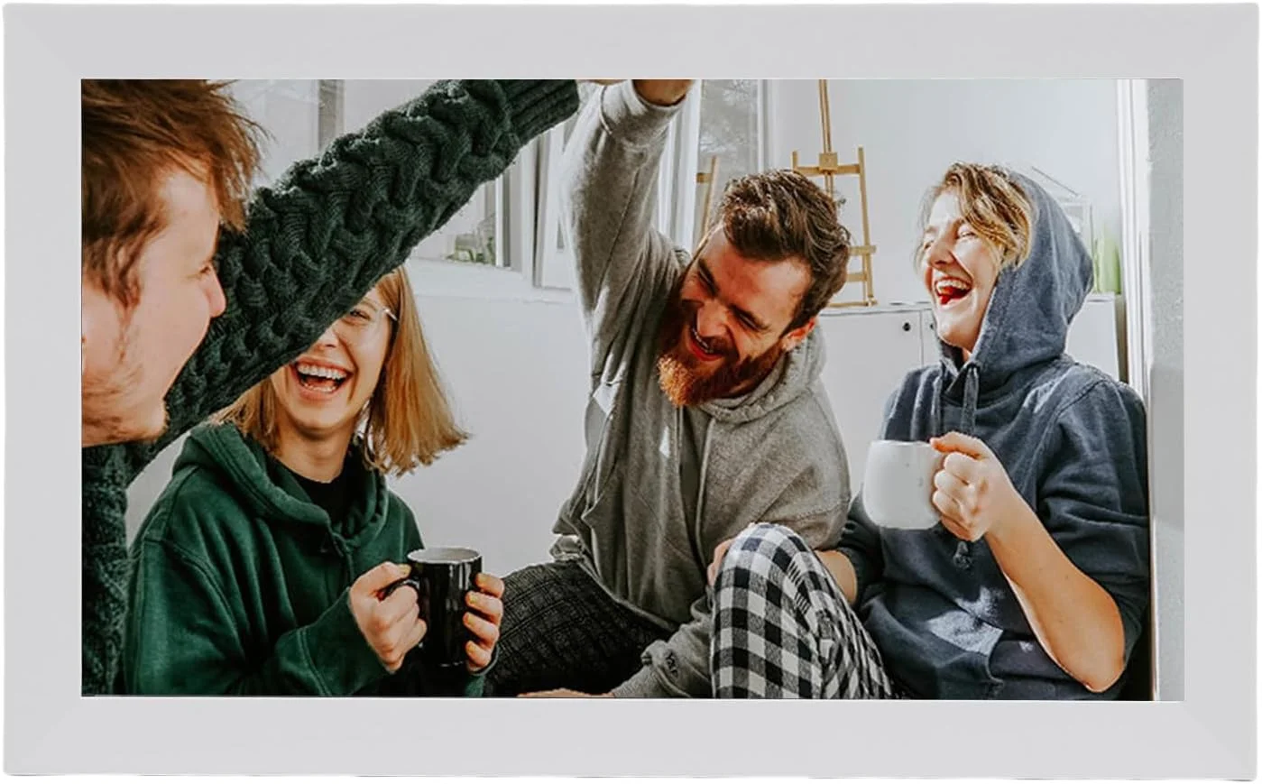 قاب عکس دیجیتال 15.6 اینچی WiFi 1920x1080FHD هوشمند، قاب عکس الکترونیکی خانگی، حافظه 32 گیگابایتی چرخش خودکار صفحه لمسی، هدیه تولد مادر (دوشاخه UK)