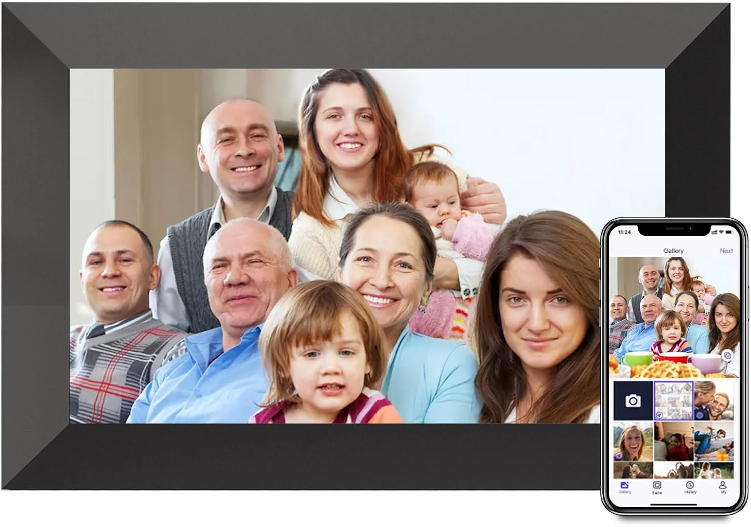 قاب عکس دیجیتال Uhale، صفحه نمایش لمسی 10.1 اینچی با کیفیت بالا، حافظه 16 گیگابایتی، قاب عکس دیجیتال با قابلیت چرخش خودکار