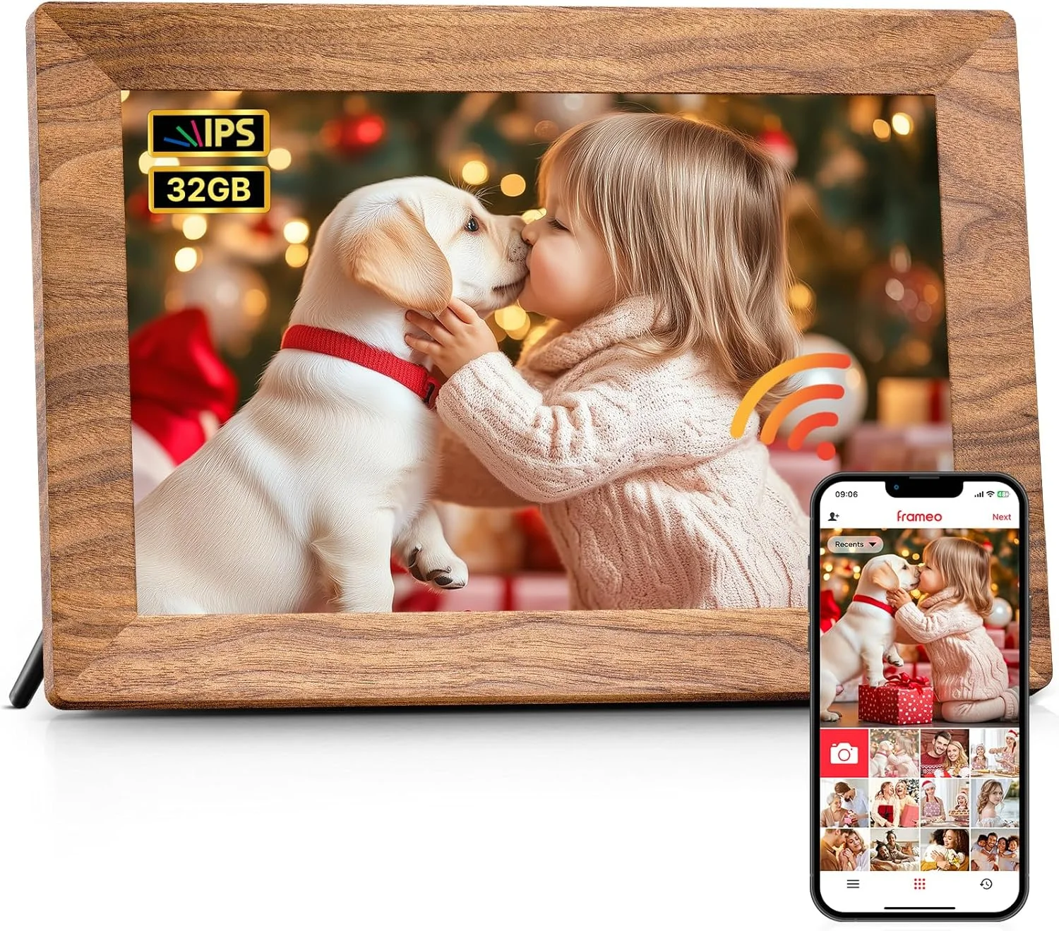 قاب عکس دیجیتال Frameo با صفحه نمایش لمسی HD IPS 10.1 اینچی، حافظه 32 گیگابایتی، چرخش خودکار، قابلیت نصب روی دیوار و اشتراک گذاری عکس/فیلم از راه دور