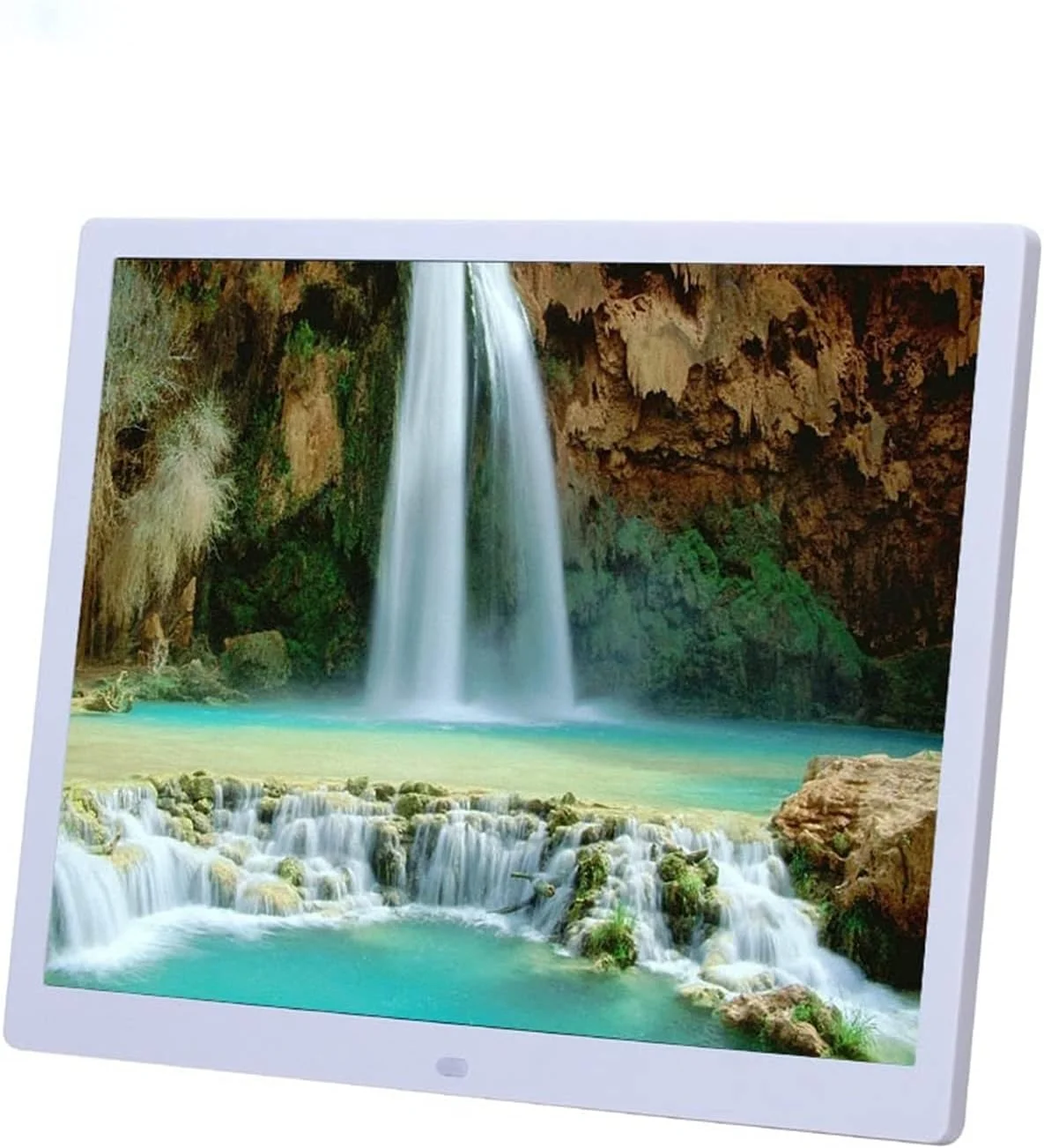 قاب عکس دیجیتال 15 اینچی با کیفیت بالا، قابل نصب روی دیوار، پخش کننده تبلیغات، آلبوم الکترونیکی، پخش کننده ویدئو 1080P، نمایشگر عکس الکترونیکی (سفید)