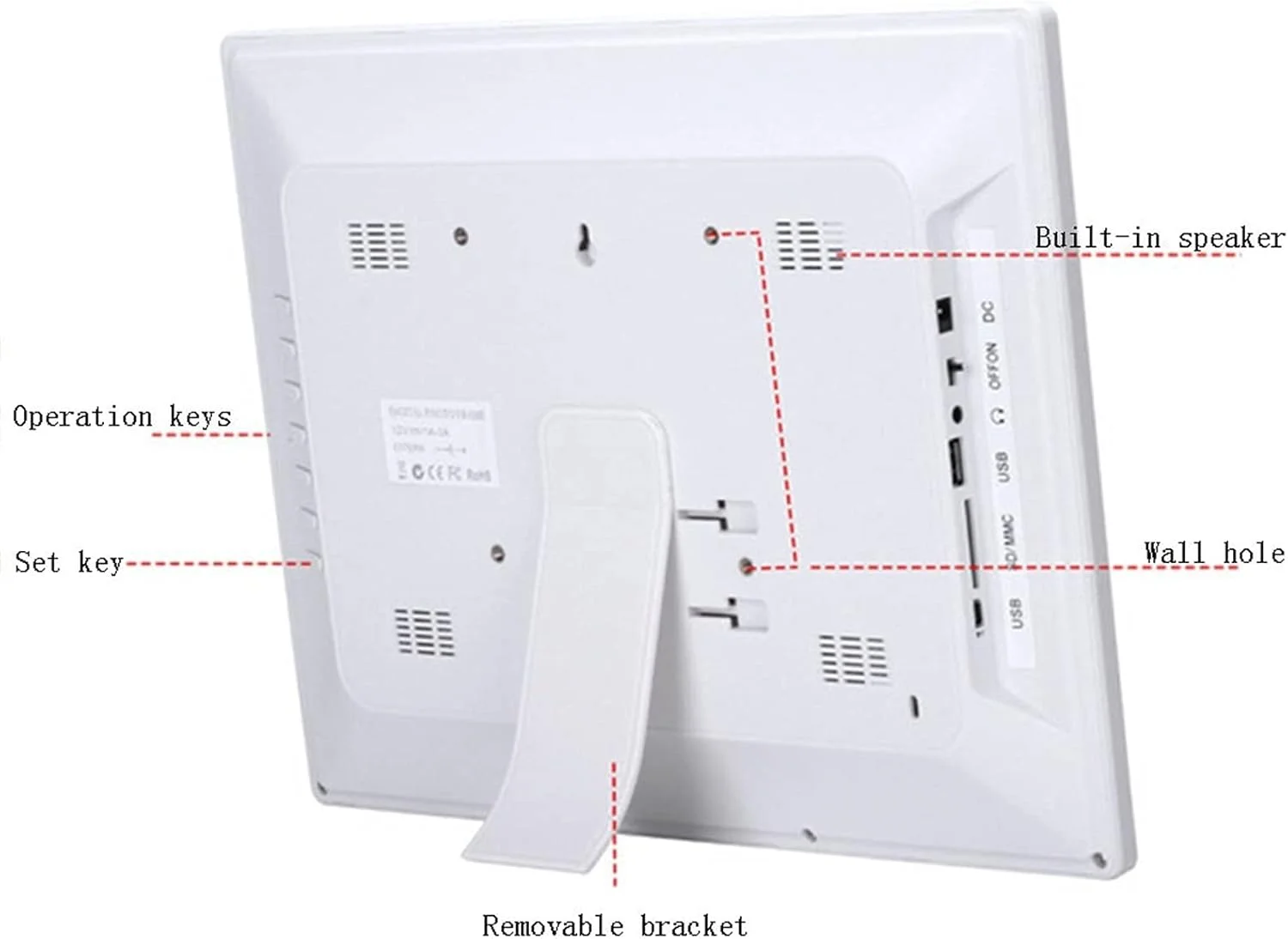 قاب عکس دیجیتال 15 اینچی با کیفیت بالا، قابل نصب روی دیوار، پخش کننده تبلیغات، آلبوم الکترونیکی، پخش کننده ویدئو 1080P، نمایشگر عکس الکترونیکی (سفید)
