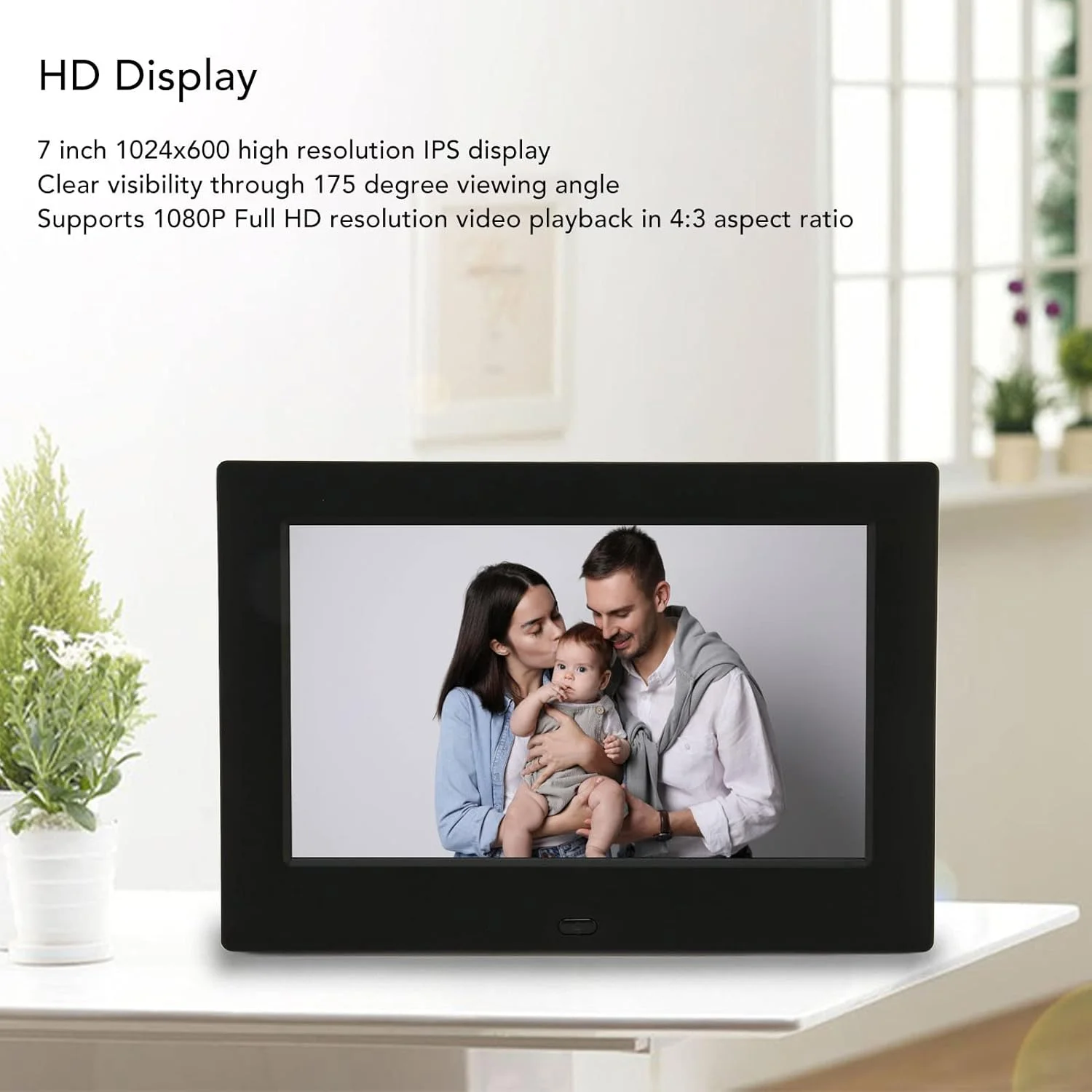 قاب عکس دیجیتال DAUB، صفحه نمایش 7 اینچی IPS با رزولوشن 1024x600، پشتیبانی از کارت حافظه تا 32 گیگابایت، نمایش اسلاید عکس و فیلم آسان