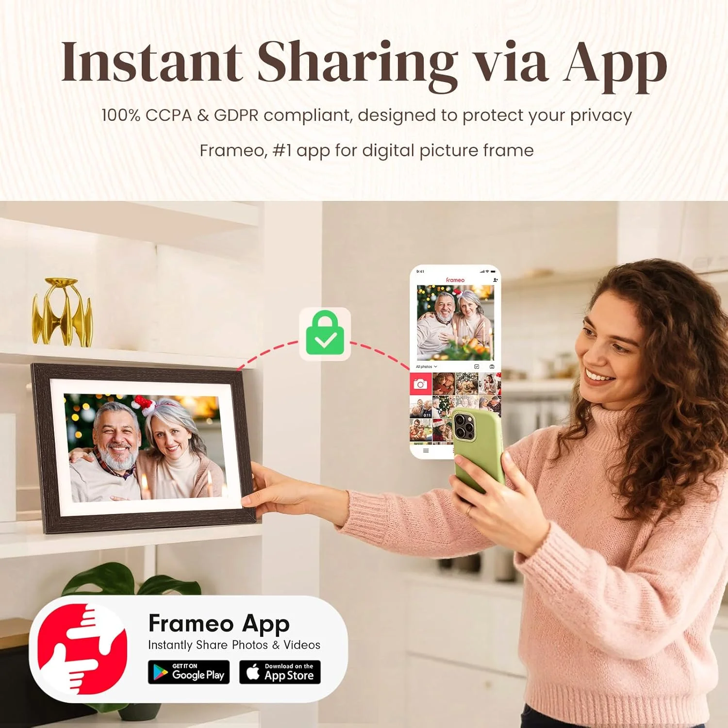 قاب عکس دیجیتال Frameo با حافظه 32 گیگابایت، قاب عکس دیجیتال وای فای 10.1 اینچی، صفحه نمایش لمسی IPS با رزولوشن 1280x800، ارسال عکس/فیلم از طریق برنامه رایگان از هر کجا (مشکی) قاب عکس دیجیتال Frameo با حافظه 32 گیگابایت، قاب عکس دیجیتال وای فای 10.1 اینچی، صفحه نمایش لمسی IPS با رزولوشن 1280x800، ارسال عکس/فیلم از طریق برنامه رایگان از هر کجا (مشکی)