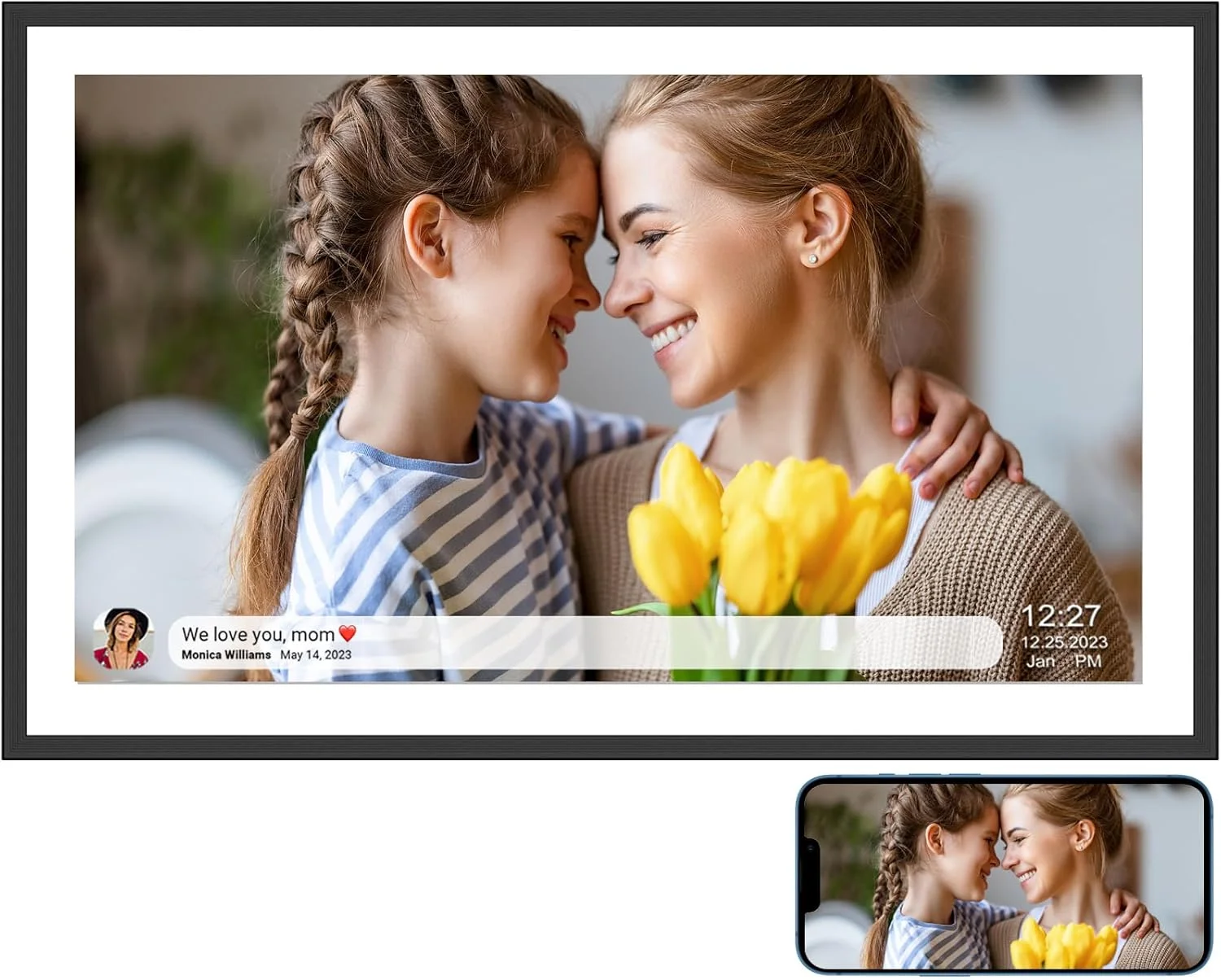 قاب عکس دیجیتال هوشمند SSAWIFIFRAME، صفحه لمسی IPS با کیفیت FHD و حافظه 32 گیگابایت، قاب عکس هوشمند وای فای بزرگ 15.6 اینچی، اشتراک گذاری فوری عکس ها/فیلم ها از طریق برنامه رایگان، مناسب برای تولدها و کریسمس