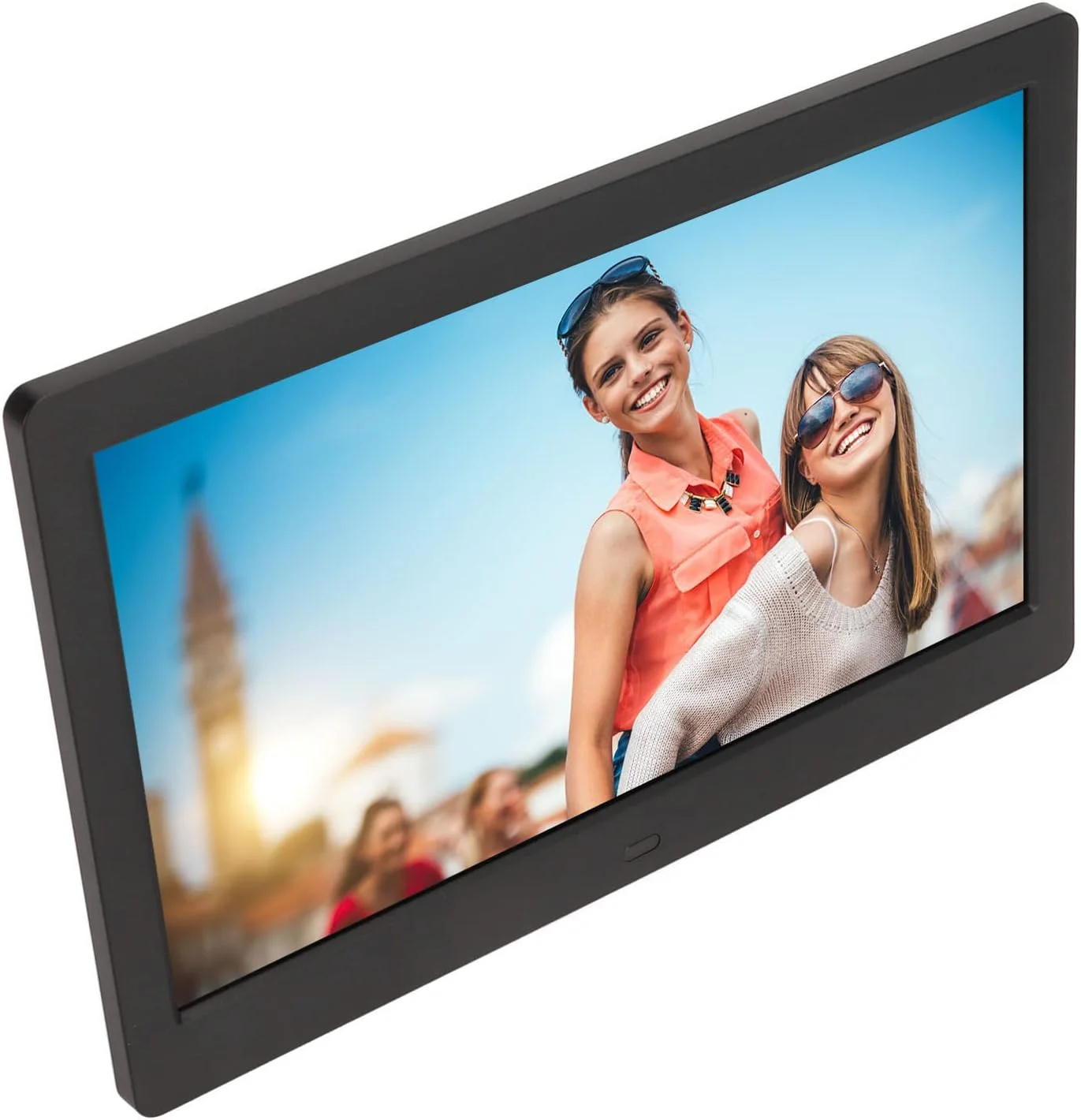 قاب عکس دیجیتال سوراز، مشکی، پشتیبانی از ویدیو، ساعت، تقویم، اشتراک گذاری فوری عکس برای خانه (دوشاخه UK)