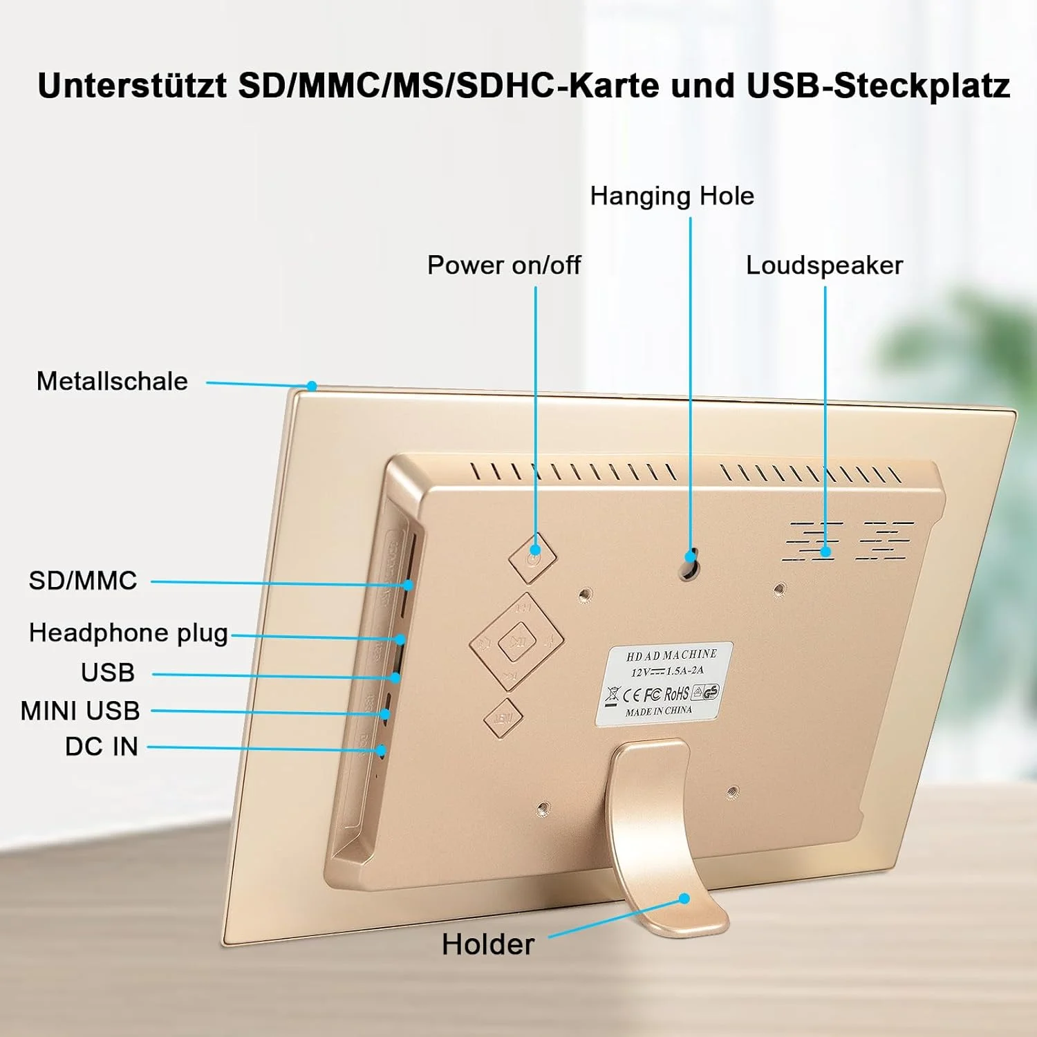 قاب عکس دیجیتال ۱۲ اینچی TSITSC، صفحه نمایش IPS با رزولوشن 1280 x 800، پخش کننده عکس/موزیک/ویدئو با کنترل از راه دور، پشتیبانی از کارت USB/SD (طلایی) قاب عکس دیجیتال ۱۲ اینچی TSITSC، صفحه نمایش IPS با رزولوشن 1280 x 800، پخش کننده عکس/موزیک/ویدئو با کنترل از راه دور، پشتیبانی از کارت USB/SD (طلایی)