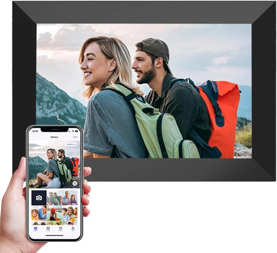 قاب عکس دیجیتال وای فای 10.1 اینچی با صفحه نمایش لمسی LCD 1280x800، قاب عکس هوشمند با حافظه داخلی 16 گیگابایتی، بیش از 1000 عکس، چرخش خودکار، اشتراک گذاری فوری عکس ها/فیلم ها از طریق برنامه Uhale از هر کجا
