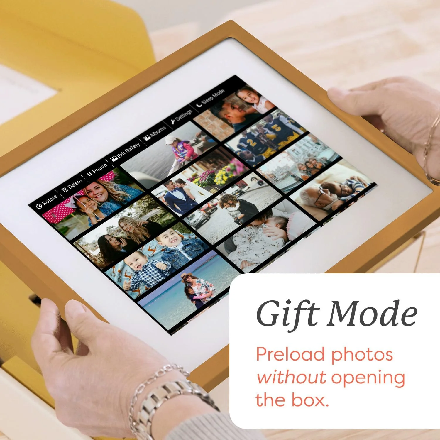 قاب عکس دیجیتال Skylight - دارای قابلیت اتصال WiFi و بارگذاری از طریق تلفن، صفحه نمایش لمسی - هدیه ای سفارشی برای دوستان و خانواده - 10 اینچ طلایی قاب عکس دیجیتال Skylight - دارای قابلیت اتصال WiFi و بارگذاری از طریق تلفن، صفحه نمایش لمسی - هدیه ای سفارشی برای دوستان و خانواده - 10 اینچ طلایی