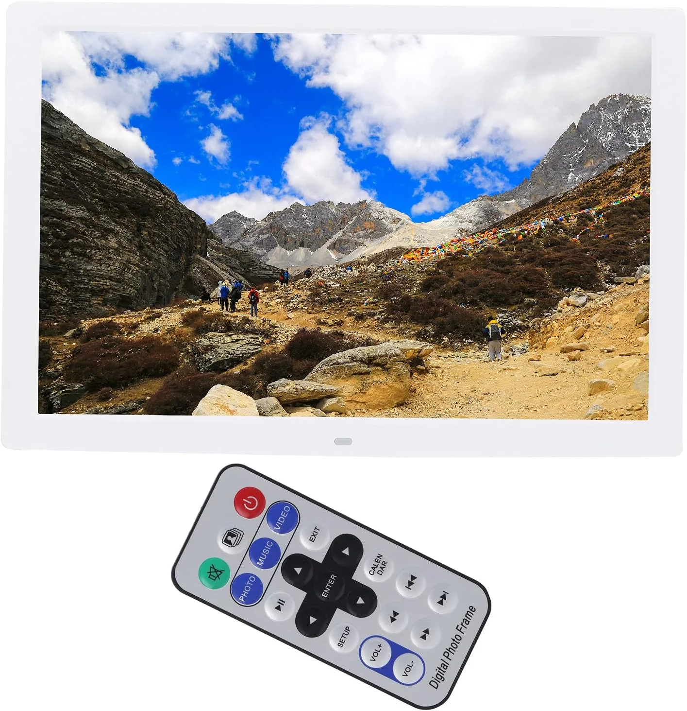 قاب عکس دیجیتال 17 اینچی HD، قاب عکس الکترونیکی بزرگ با دکمه های بدنه و کنترل از راه دور مادون قرمز، صفحه نمایش دیجیتال پشتیبانی از ساعت، تقویم، تایمر (دوشاخه GB)