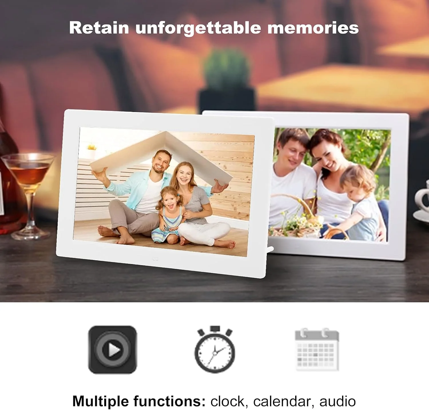 قاب عکس دیجیتال HD 12 اینچی، قاب عکس الکترونیکی 1280X800 با ساعت، تقویم، کنترل دکمه ای و کنترل از راه دور مادون قرمز، پشتیبانی از پخش MP3، MP4، تصویر (دوشاخه GB) قاب عکس دیجیتال HD 12 اینچی، قاب عکس الکترونیکی 1280X800 با ساعت، تقویم، کنترل دکمه ای و کنترل از راه دور مادون قرمز، پشتیبانی از پخش MP3، MP4، تصویر (دوشاخه GB)